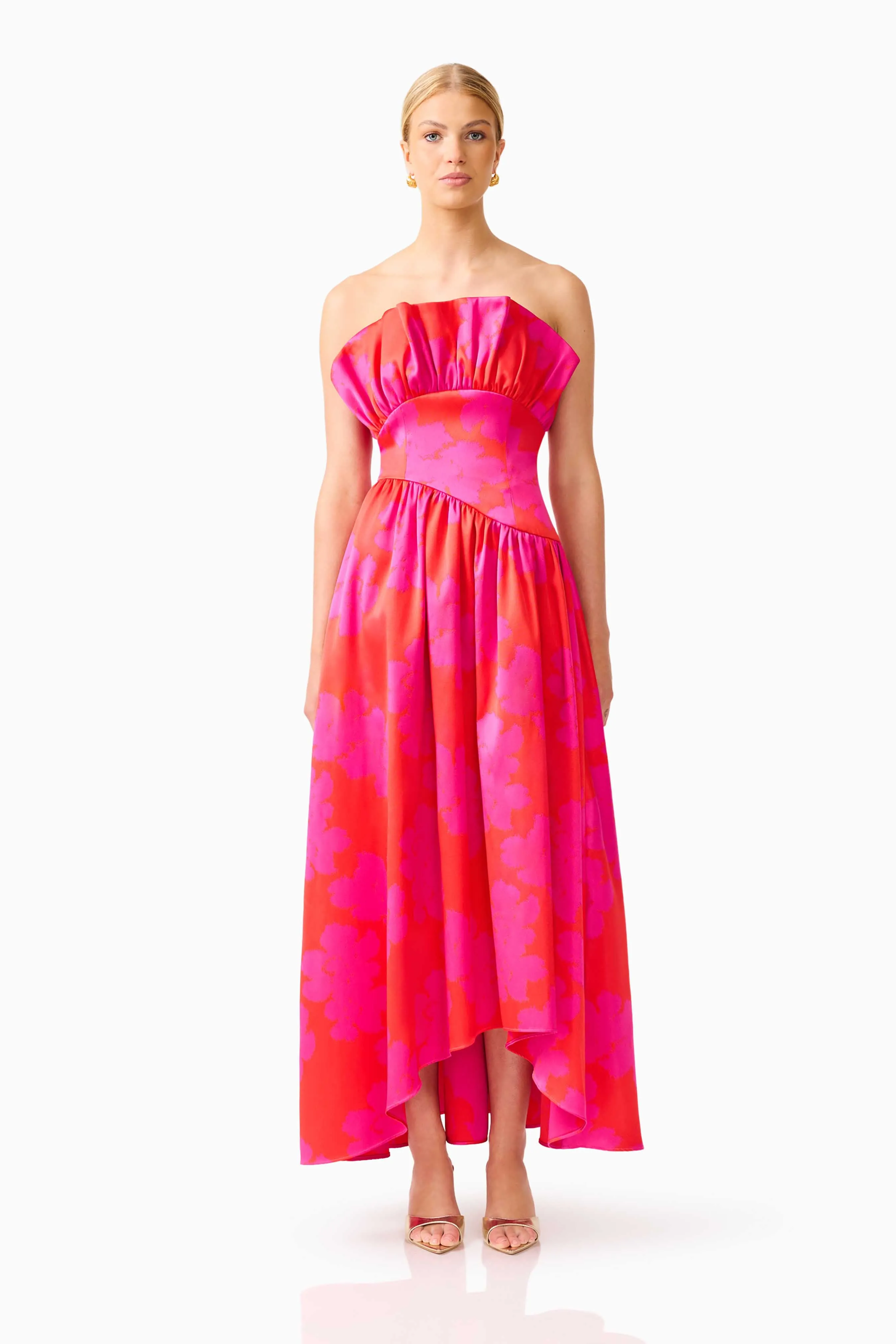 Laurel Sleeveless Maxi Dress in Pink & Red sold by Elliatt