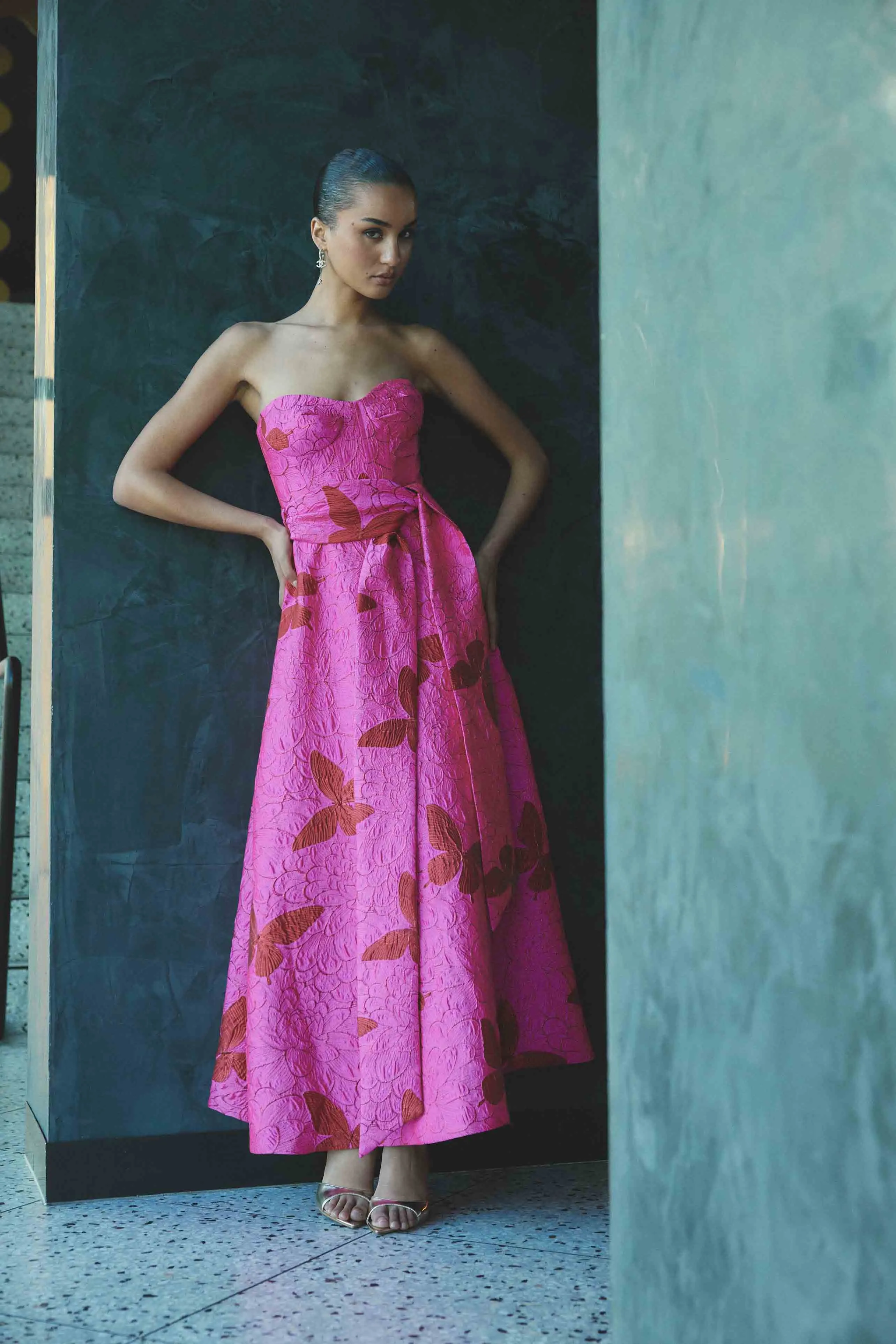 Lorena Jacquard Strapless Gown in Pink sold by Elliatt product image thumbnail 2