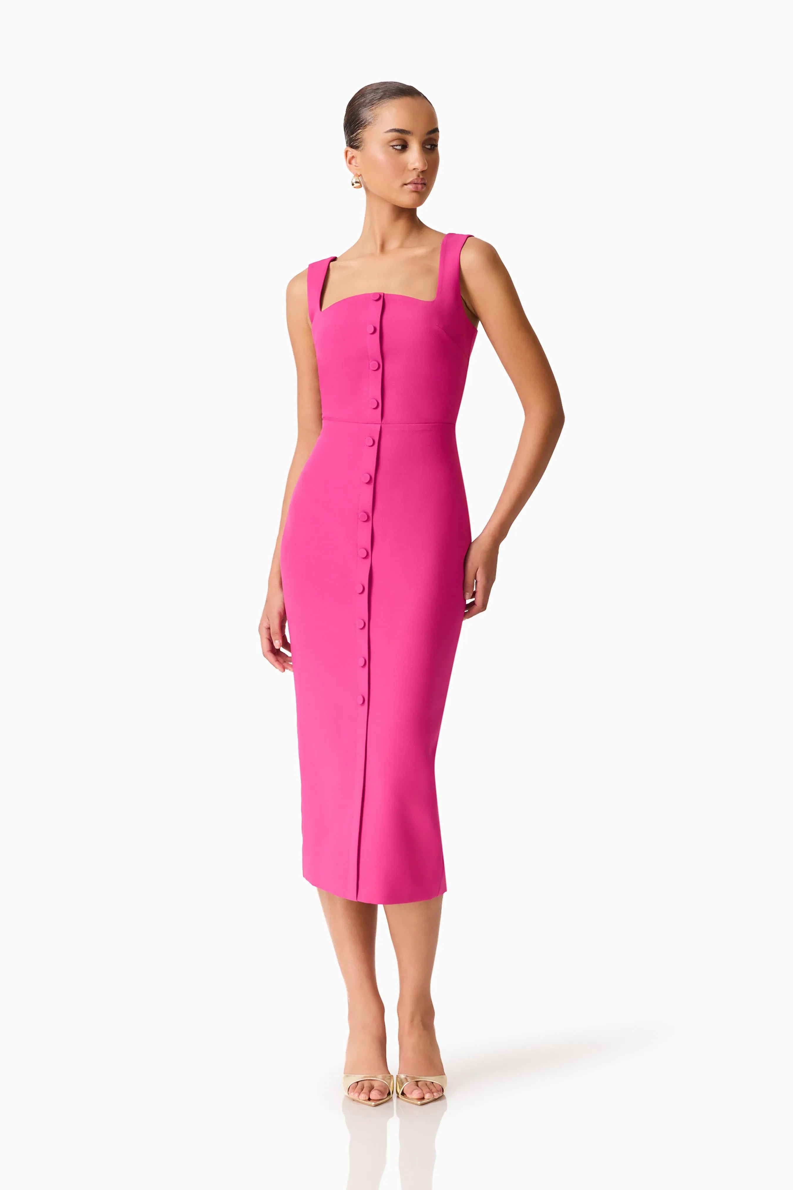 Elva Fitted Midi Dress in Pink sold by Elliatt product image thumbnail 4