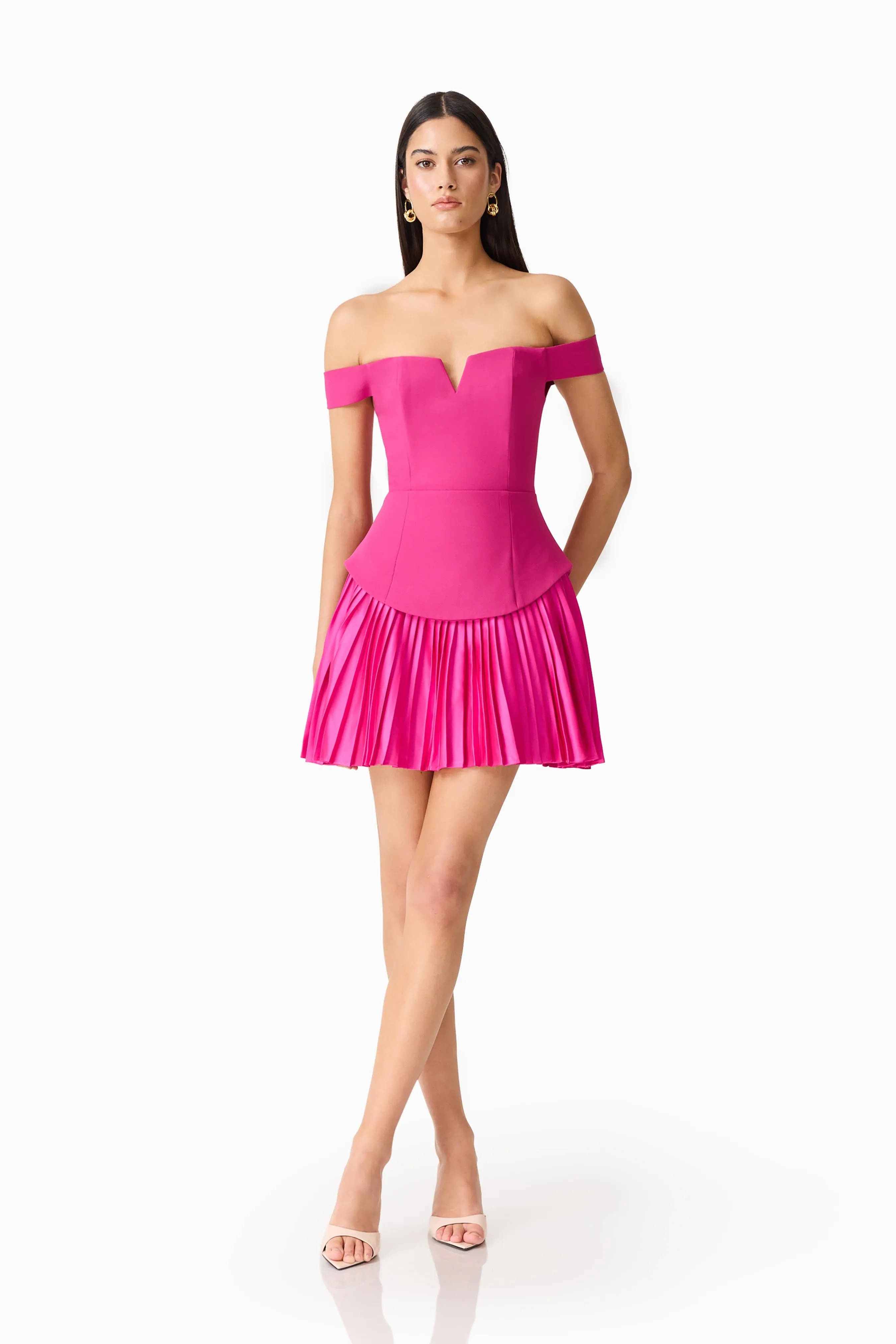 Elva Off Shoulder Mini Dress in Pink sold by Elliatt product image thumbnail 4
