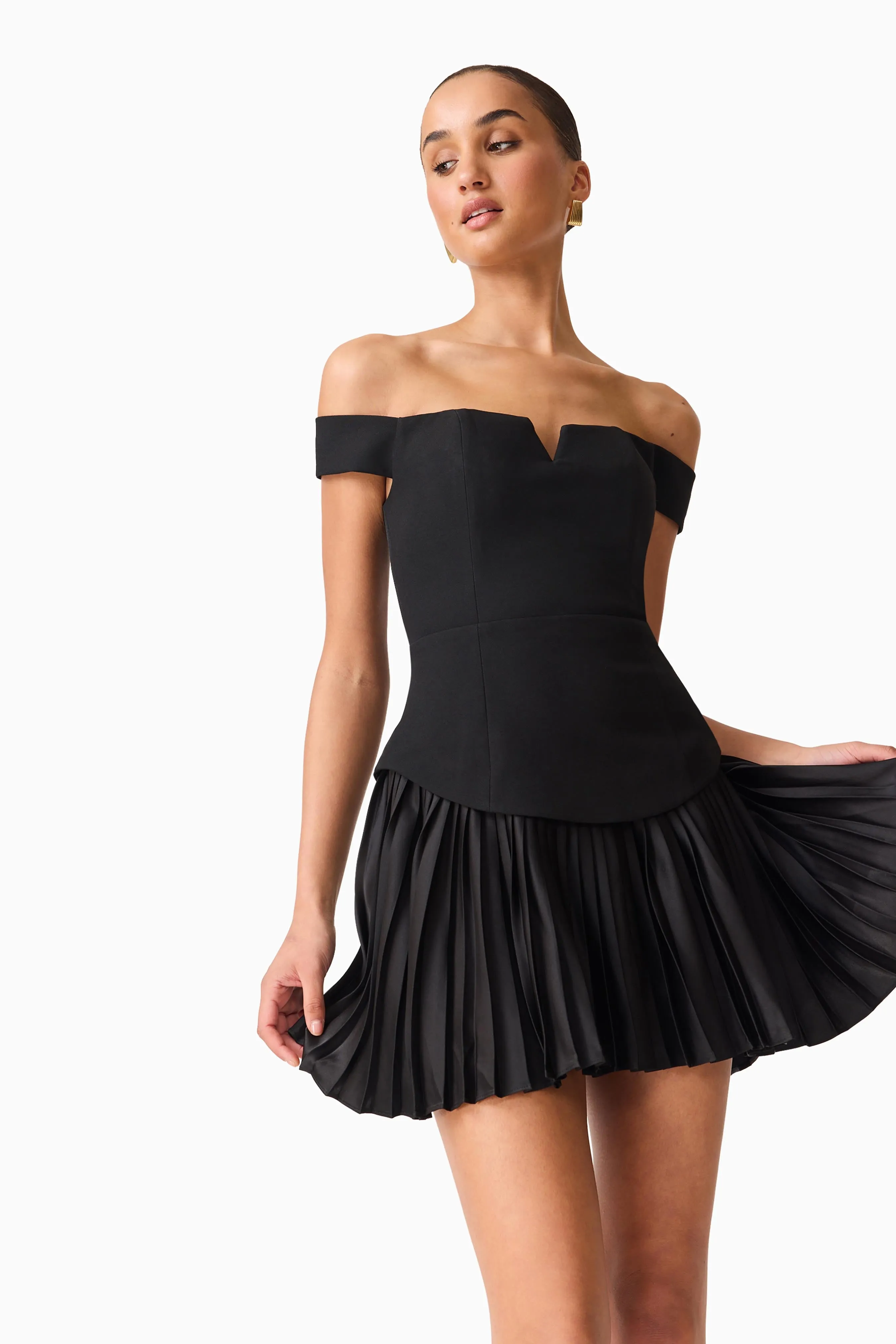 Elva Off Shoulder Mini Dress in Black sold by Elliatt product image thumbnail 2