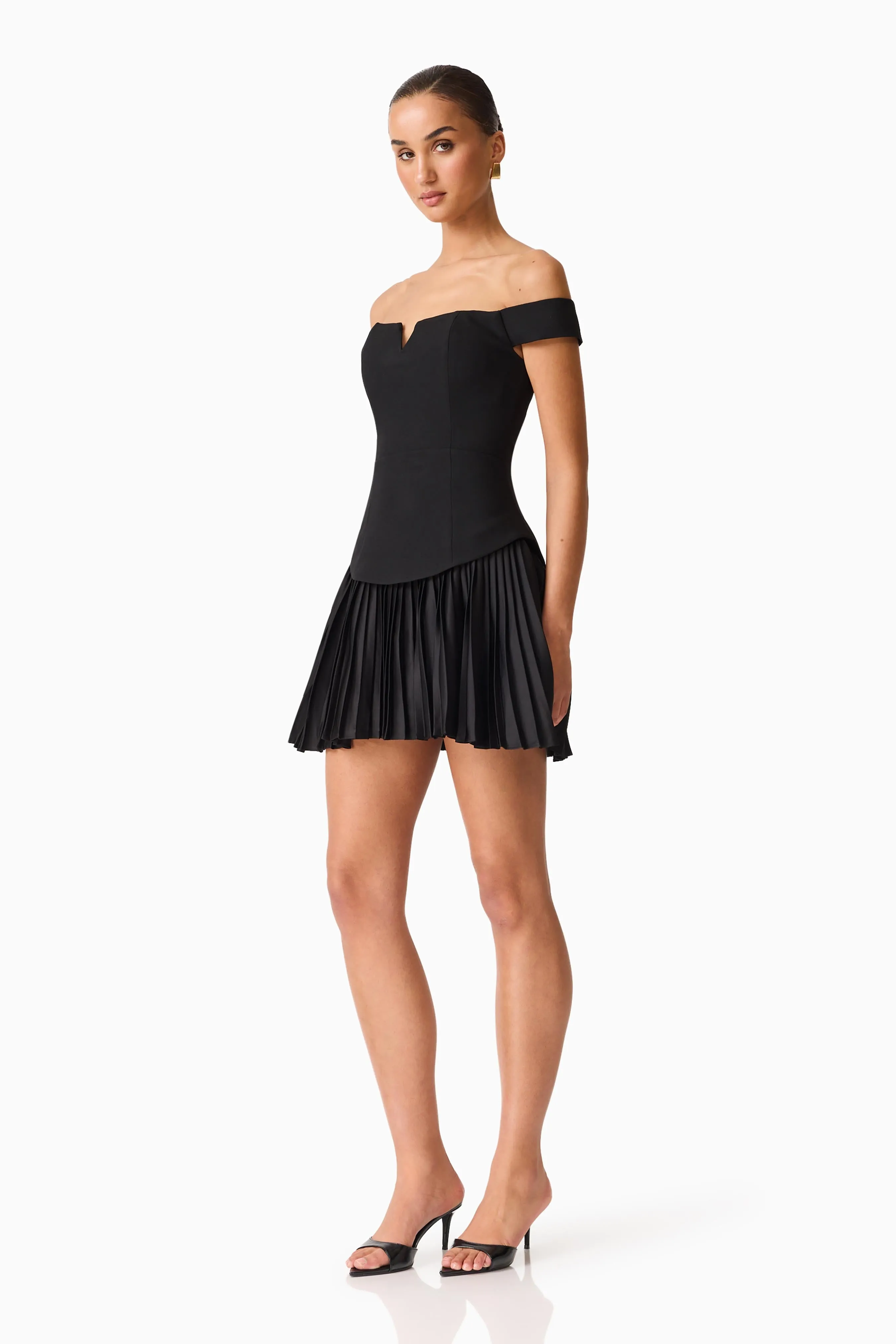 Elva Off Shoulder Mini Dress in Black sold by Elliatt product image thumbnail 3