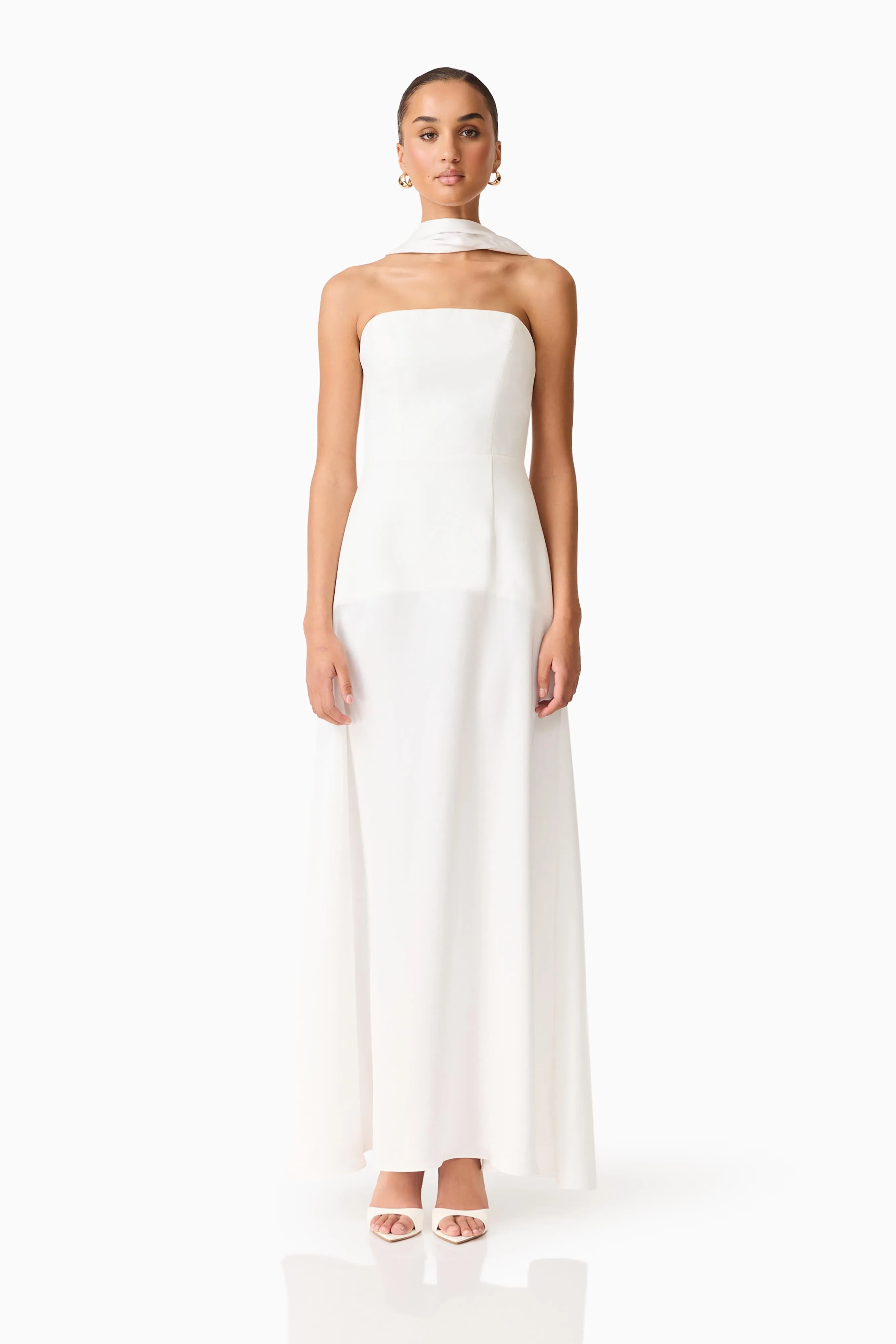 Noralyn Strapless Gown in White sold by Elliatt