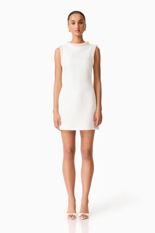 Sia Shift Mini Dress in White sold by Elliatt