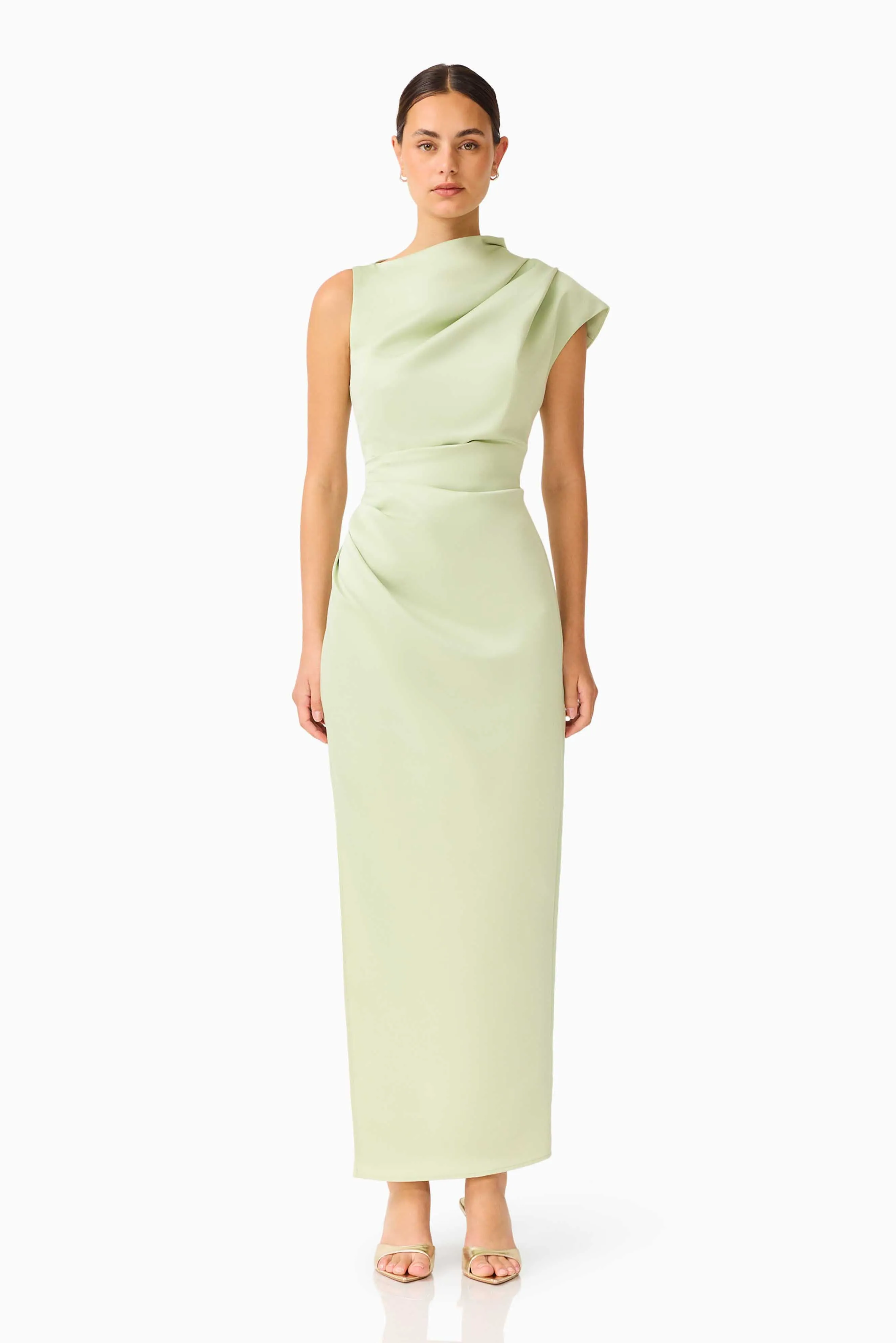 Coralie Maxi Gown in Sage Green sold by Elliatt