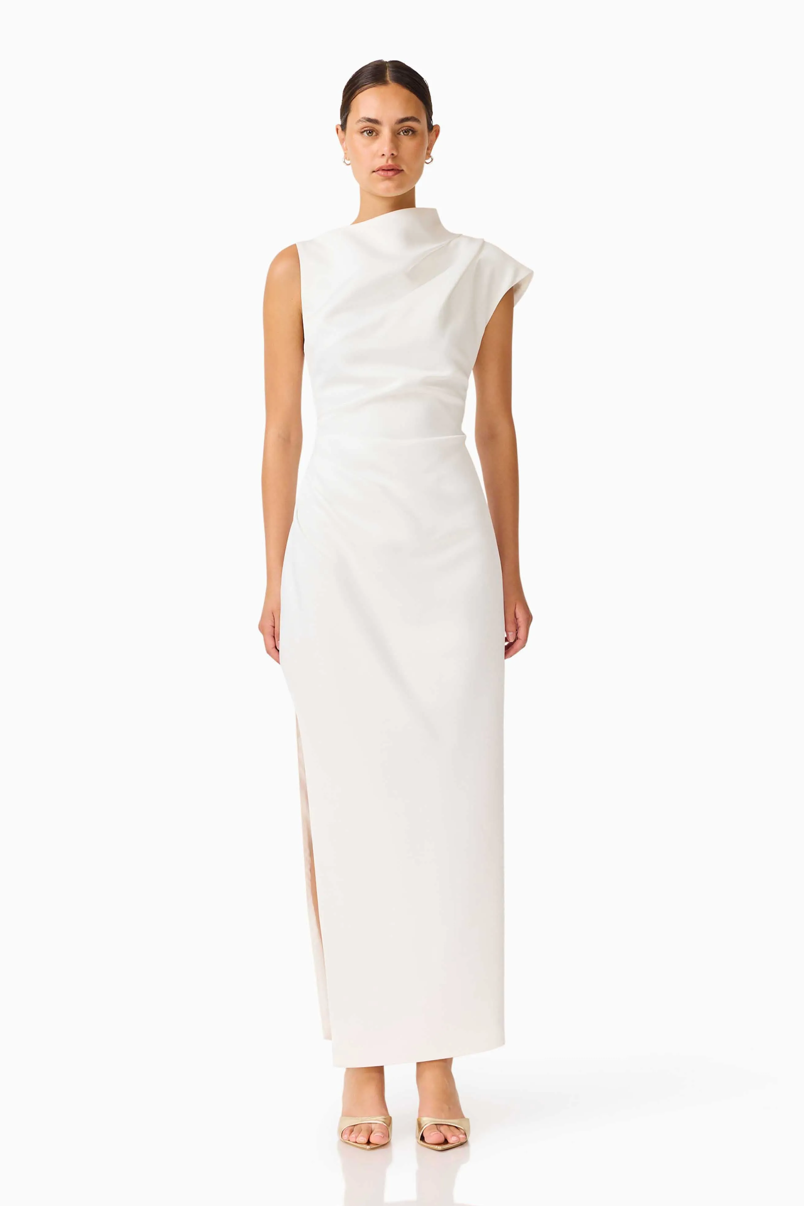 Coralie Maxi Gown in Pearl White sold by Elliatt