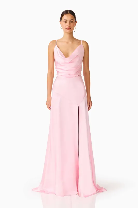 Clementine Cowl Neck Gown in Pale Pink made by Elliatt
