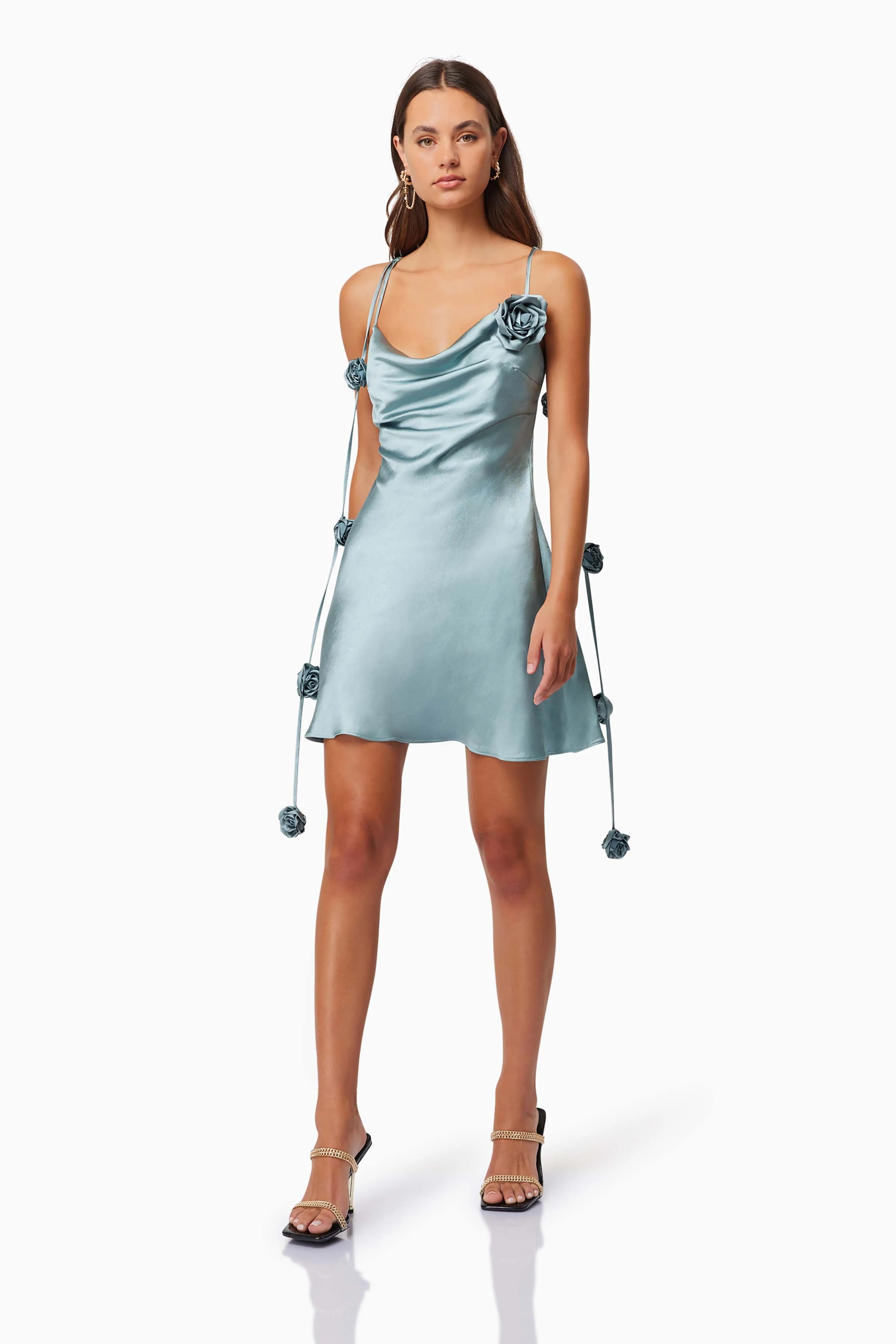 Zinnia Cowl Neck Party Mini Dress In Blue sold by Elliatt product image thumbnail 3