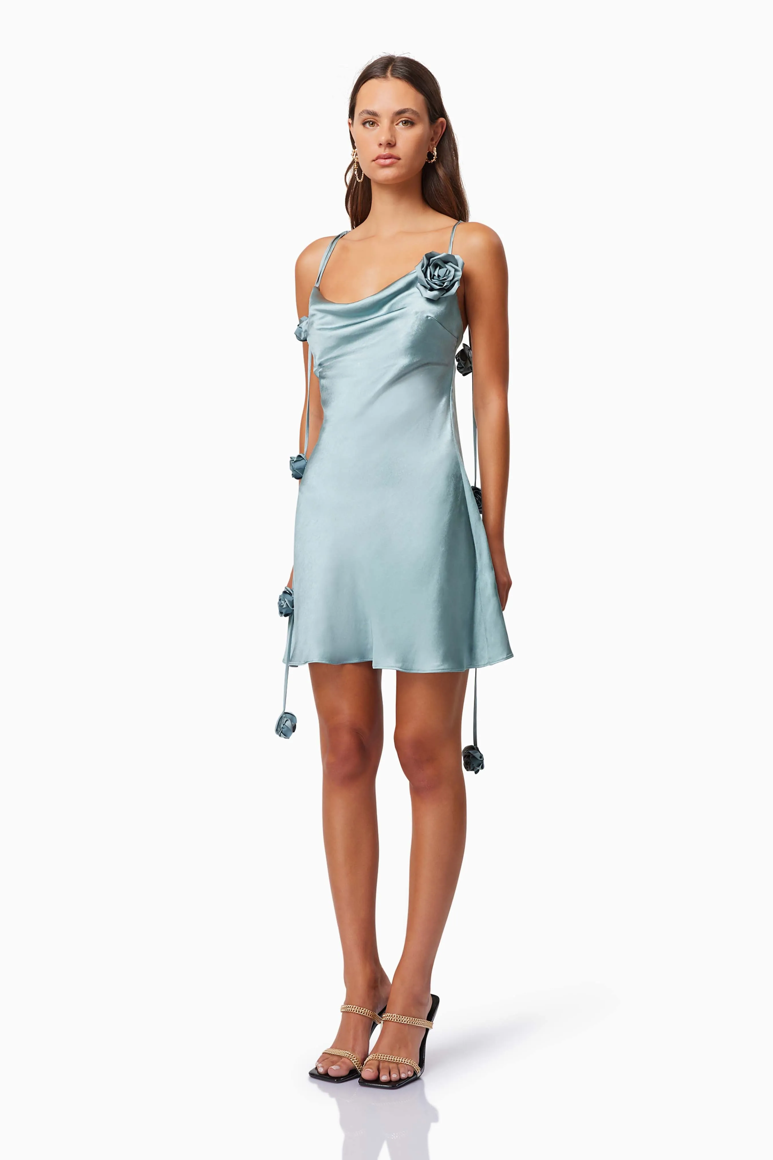 Zinnia Cowl Neck Party Mini Dress In Blue sold by Elliatt product image thumbnail 2