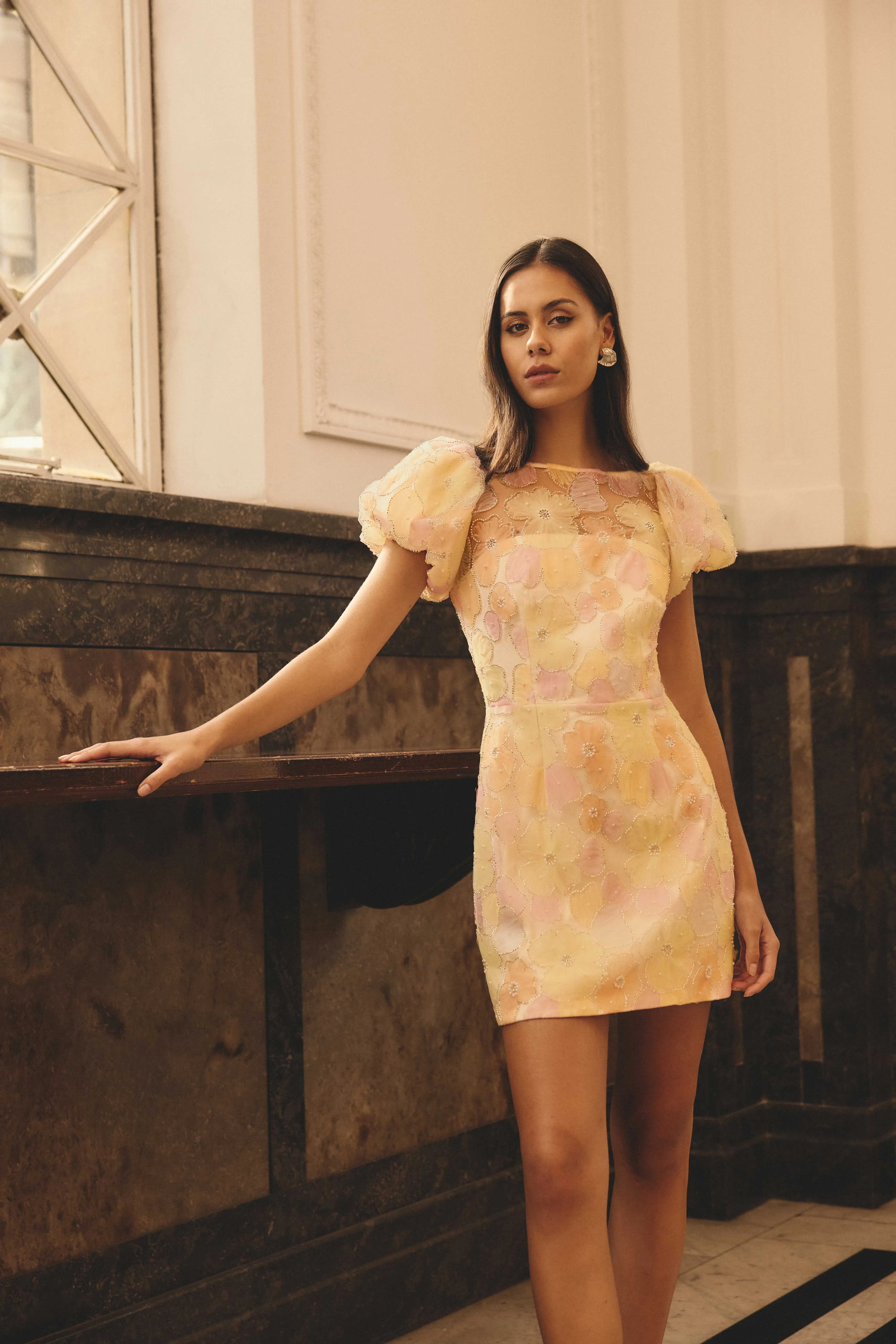 Zaria Puff Sleeve Mini Dress In Yellow Floral sold by Elliatt product image thumbnail 2