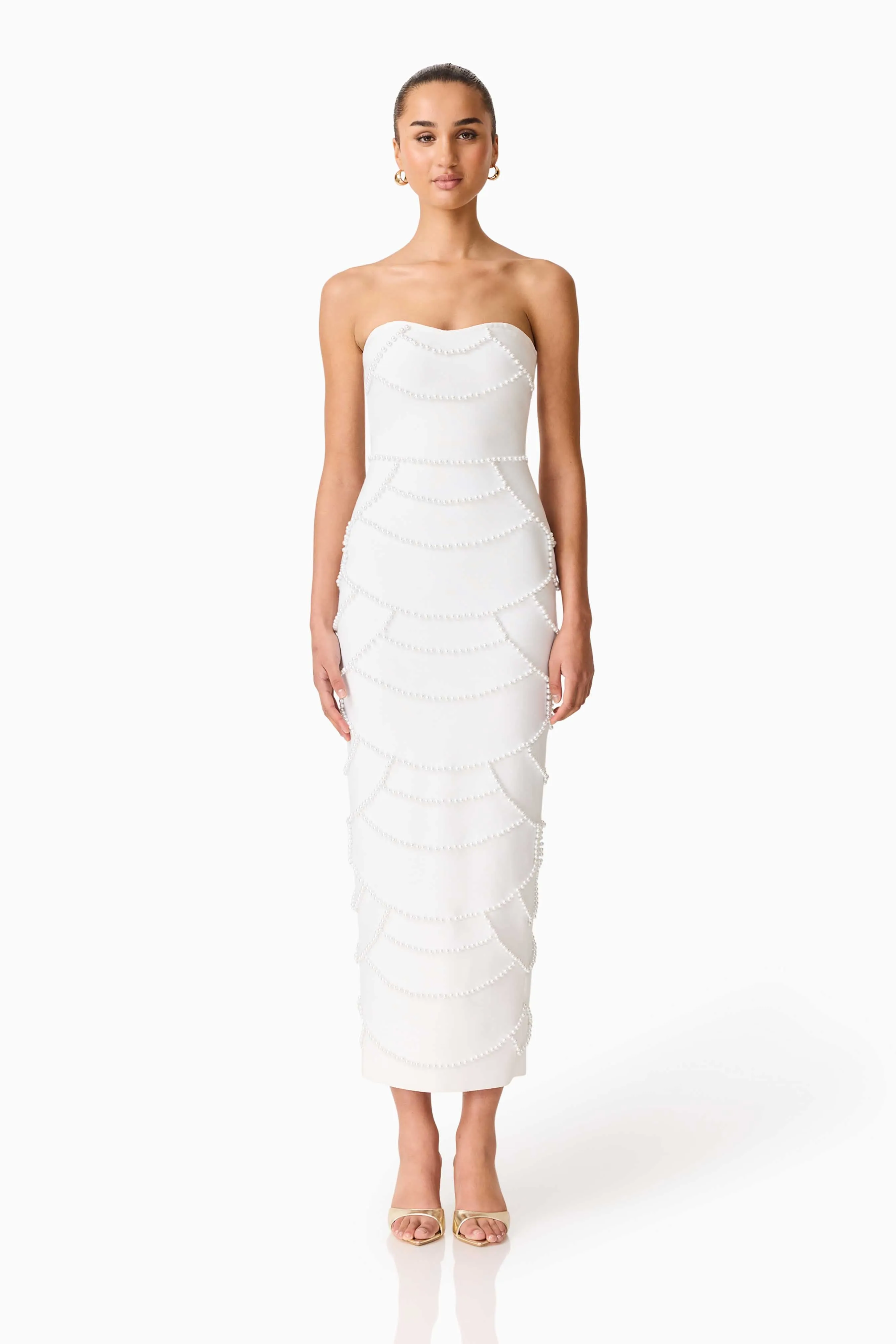 Lucine Strapless Gown in White sold by Elliatt