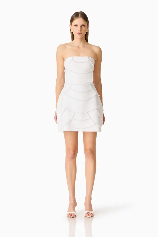 Lucine Strapless Mini Dress in White made by Elliatt