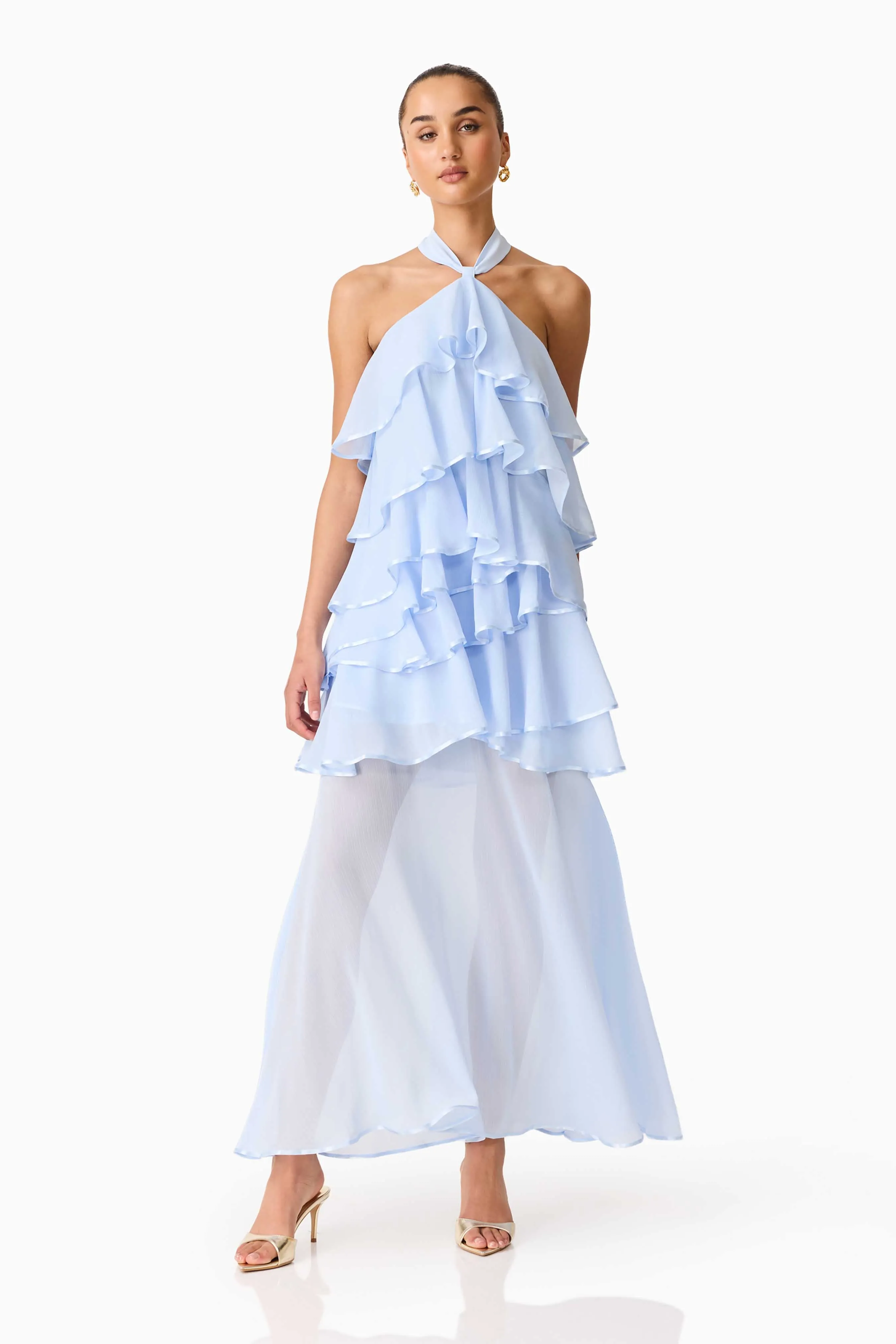 Eliane Halter Neck Maxi Dress in Blue sold by Elliatt product image thumbnail 4
