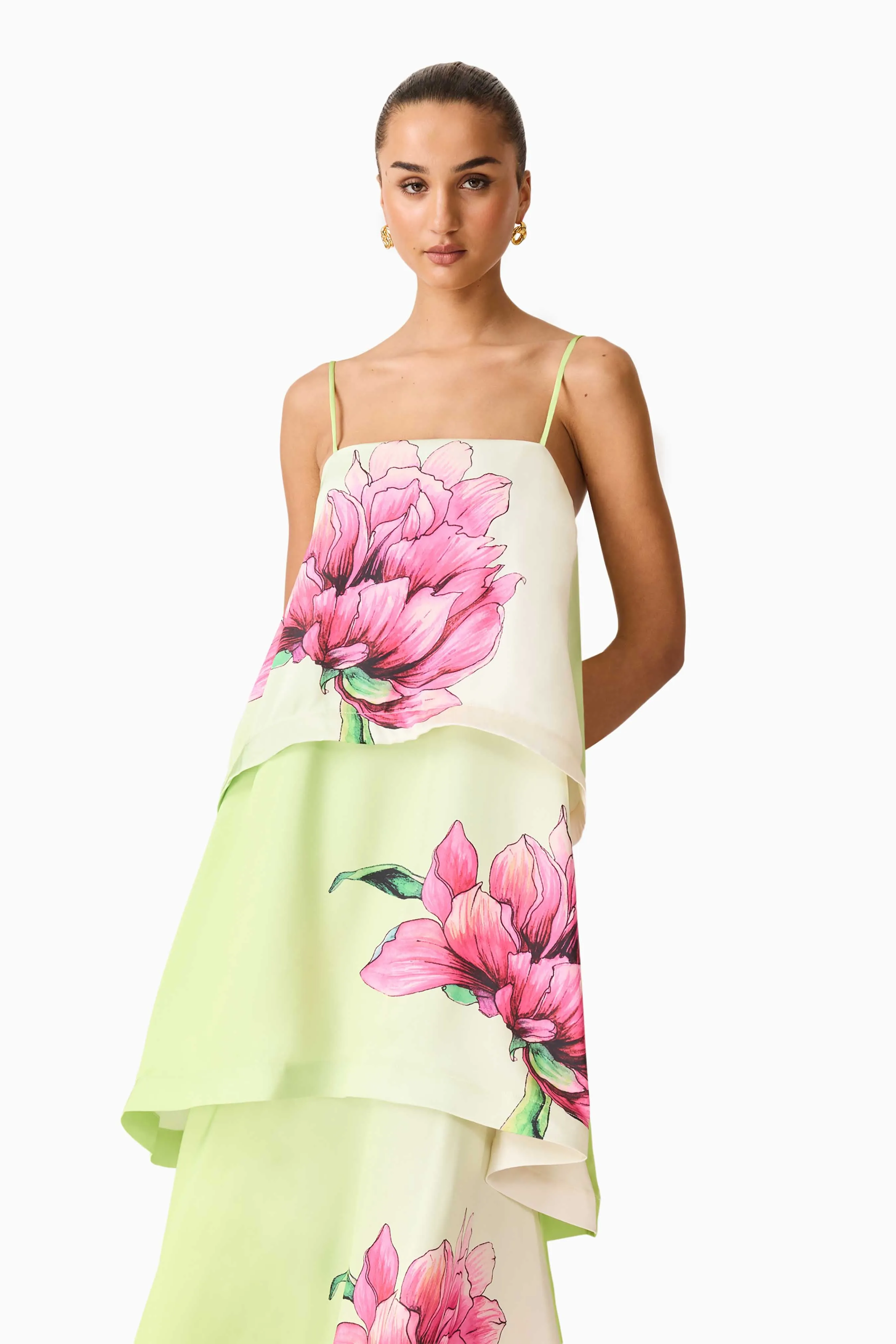 Elisa Tiered Gown in Green & Pink Floral sold by Elliatt product image thumbnail 5