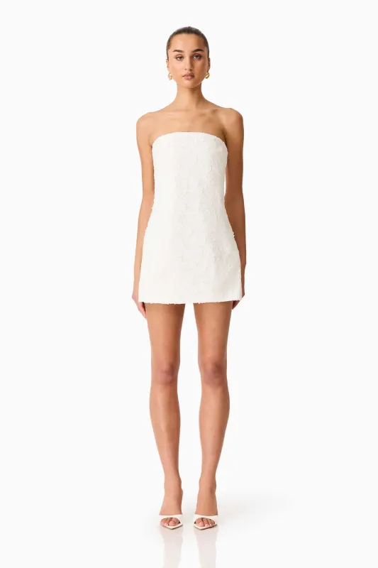 Edelie Strapless Mini Dress in White sold by Elliatt