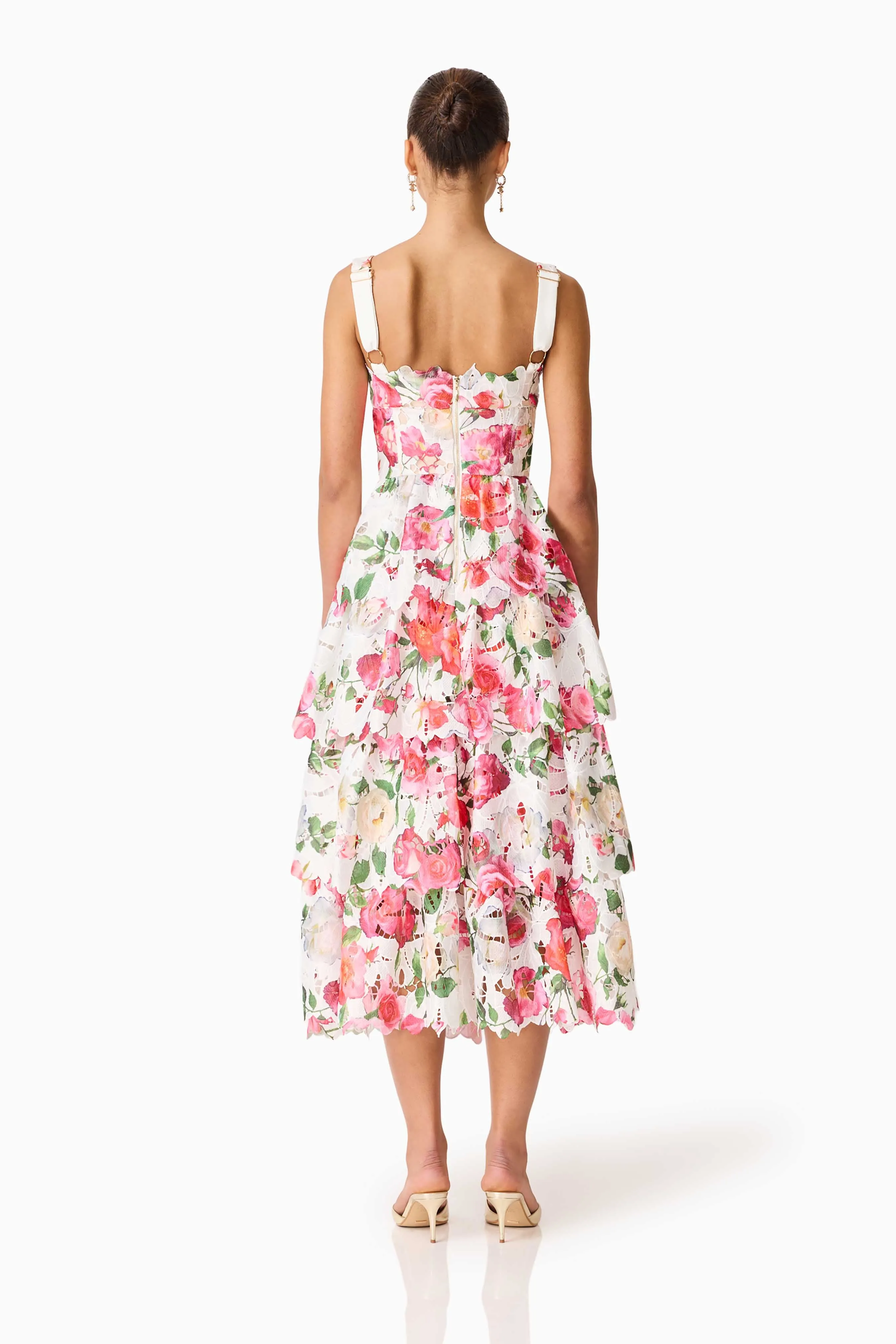 Roselle Tiered Midi Dress Pink Floral sold by Elliatt product image thumbnail 5
