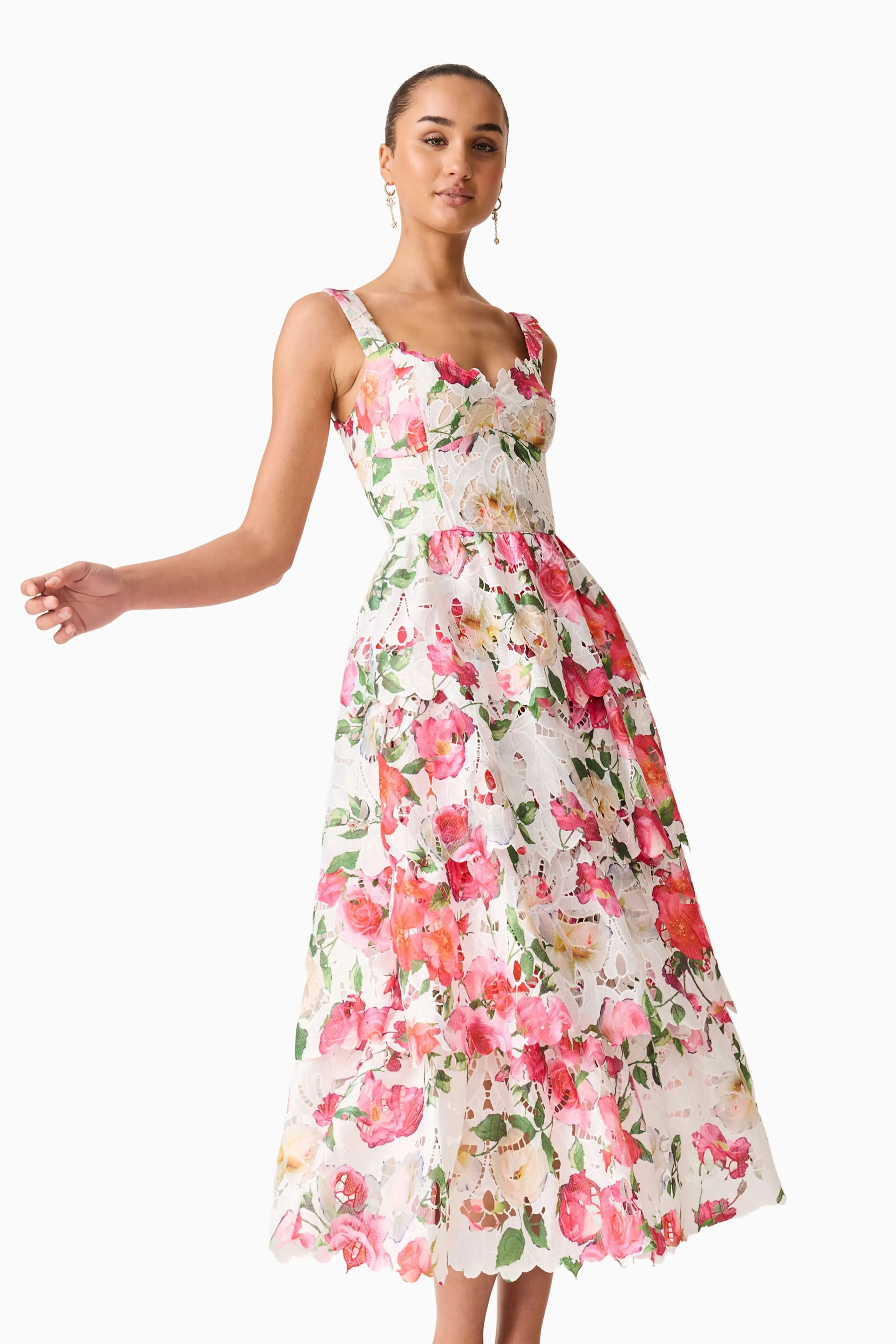 Roselle Tiered Midi Dress Pink Floral sold by Elliatt product image thumbnail 2