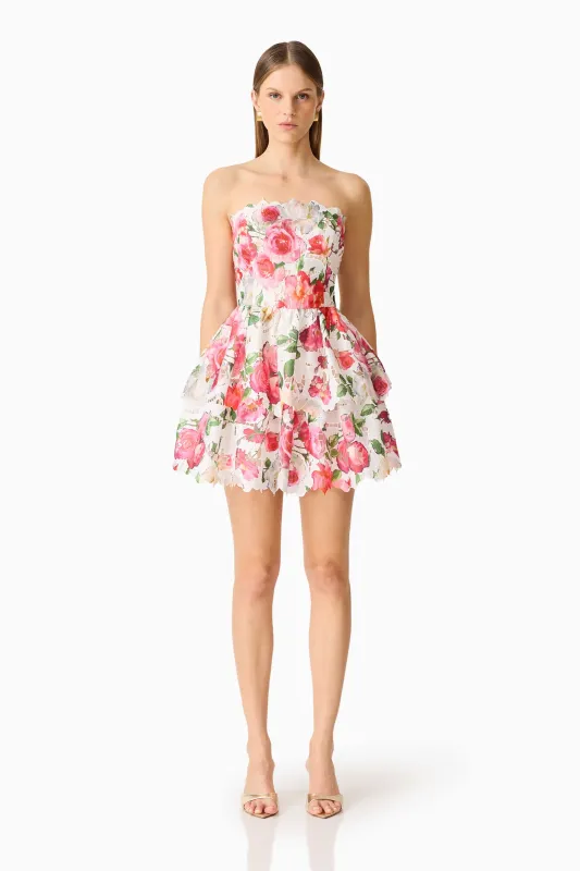 Roselle Strapless Mini Dress Pink Floral sold by Elliatt