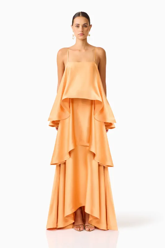 Tilly Tiered Maxi Dress in Orange made by Elliatt