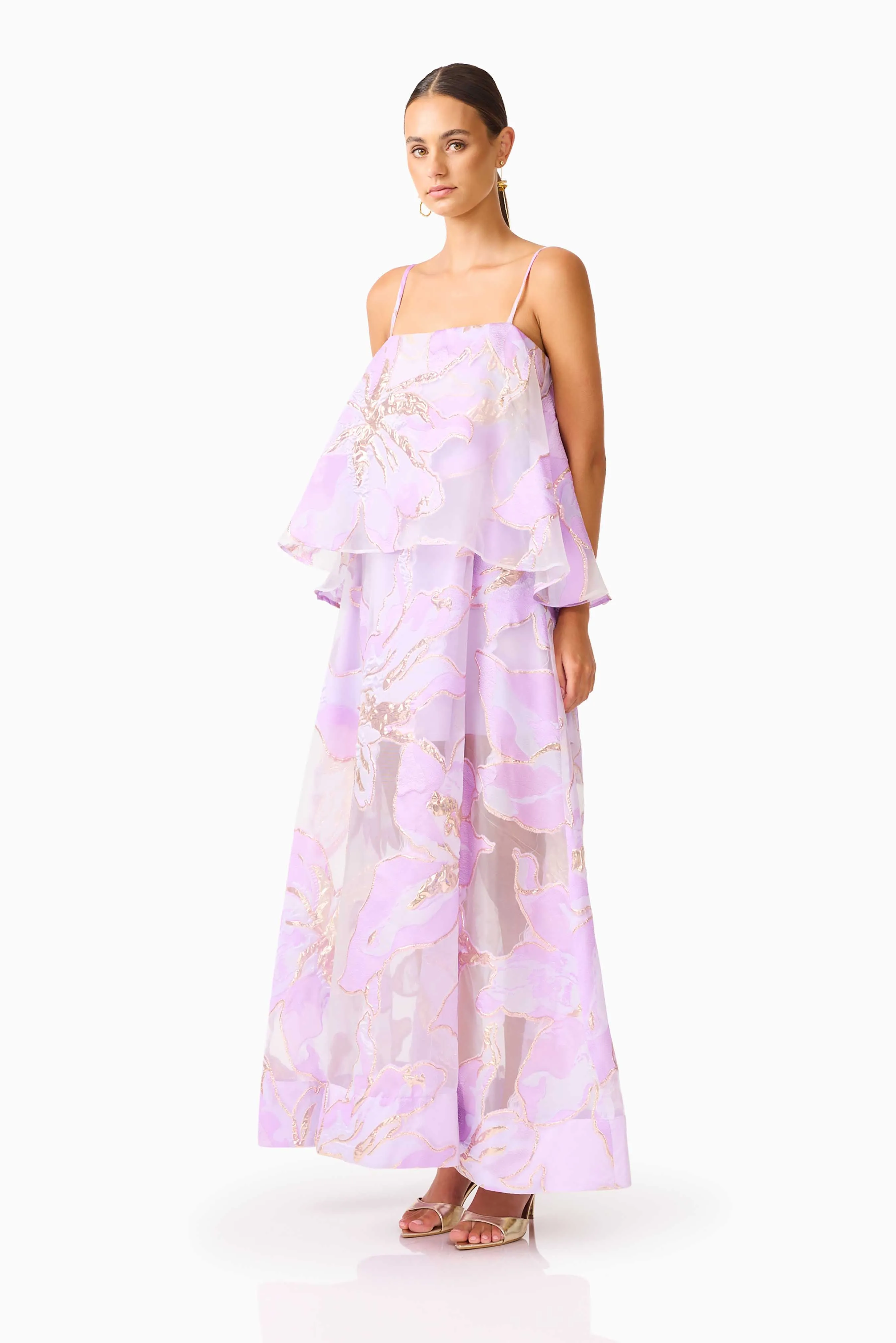 Elysia Tiered Gown in Purple Floral sold by Elliatt product image thumbnail 3