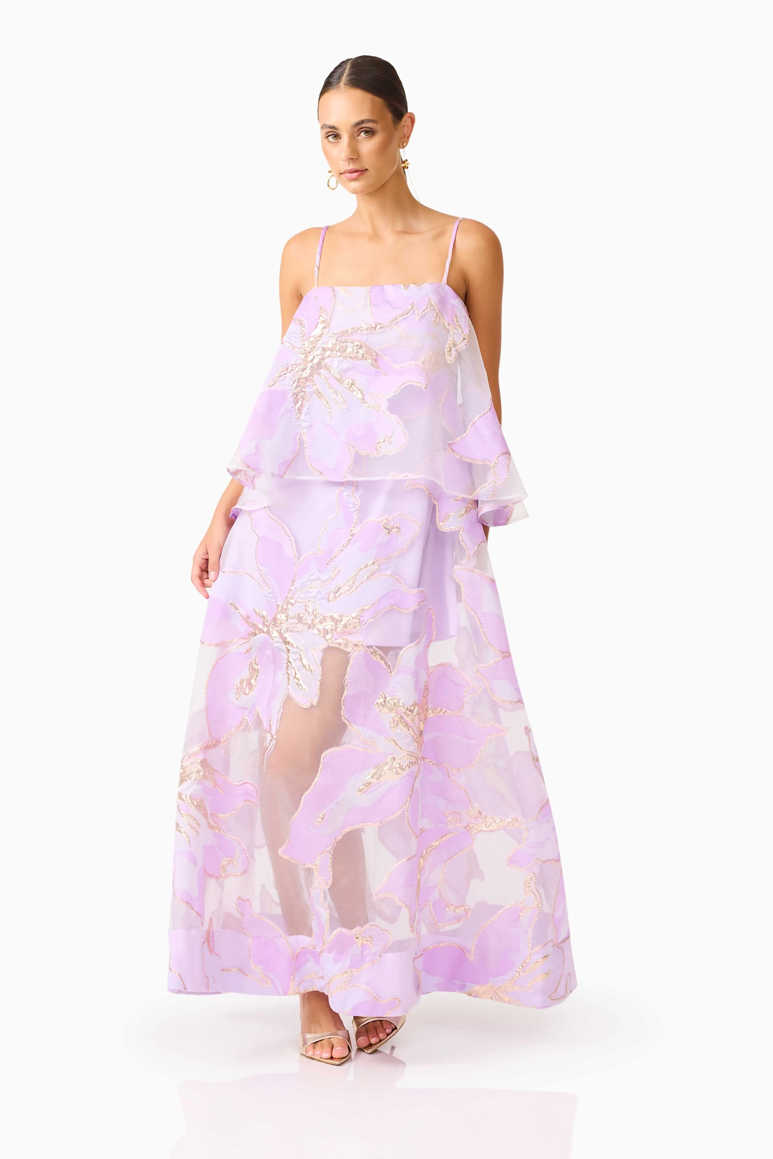 Elysia Tiered Gown in Purple Floral sold by Elliatt product image thumbnail 4