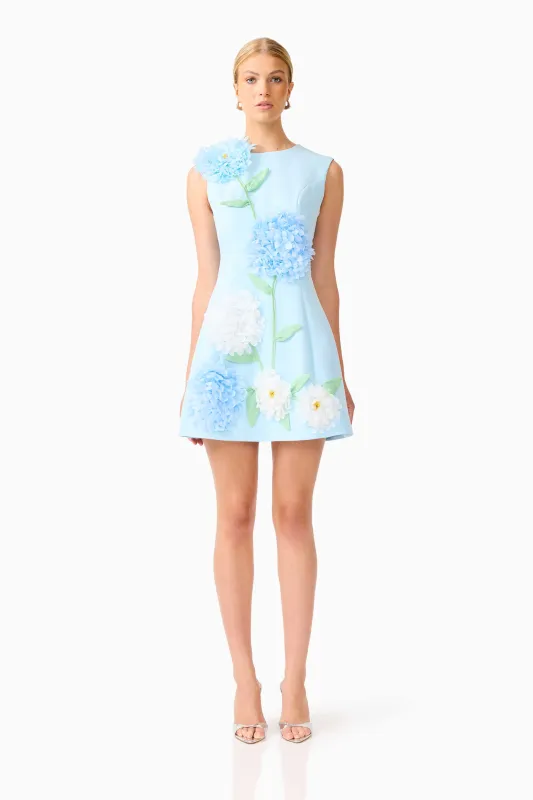 Buttercup Embroidered Mini Dress in Blue sold by Elliatt
