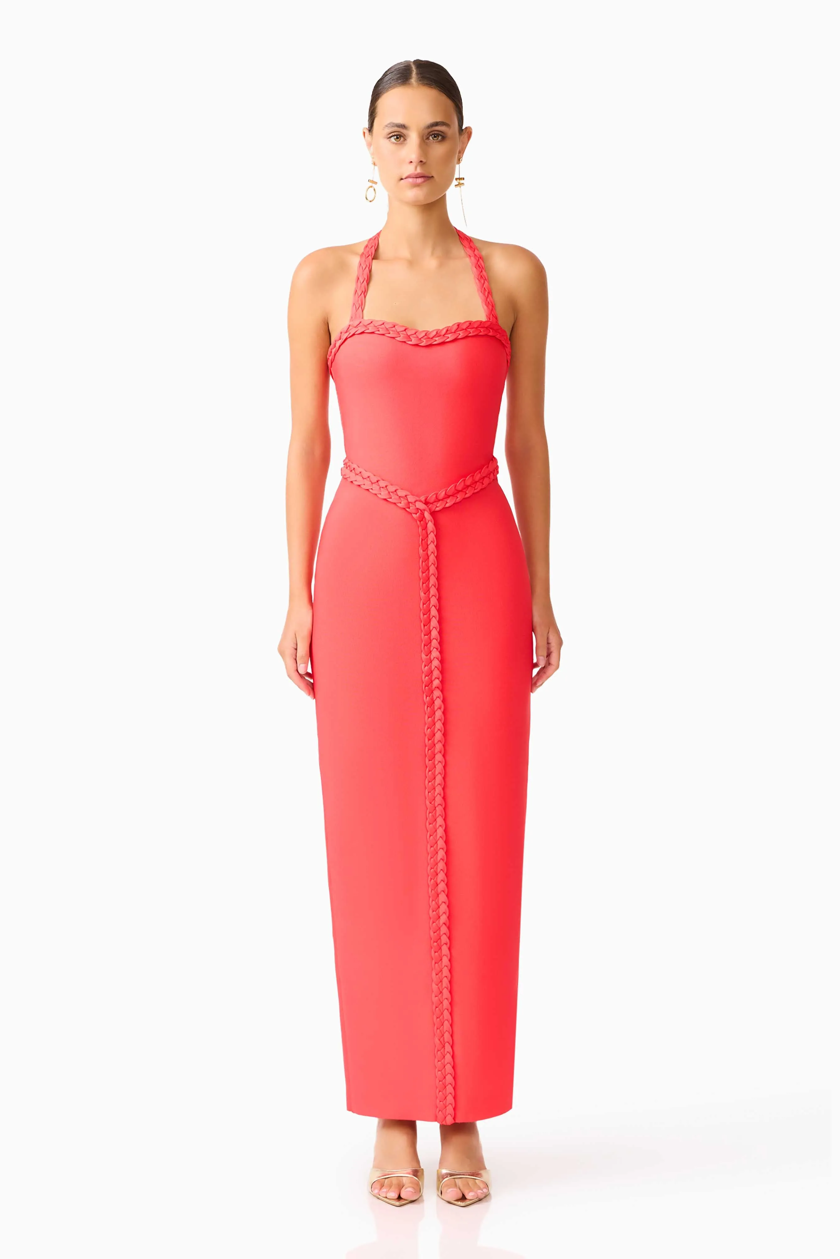 Coralene Halter Gown in Red sold by Elliatt