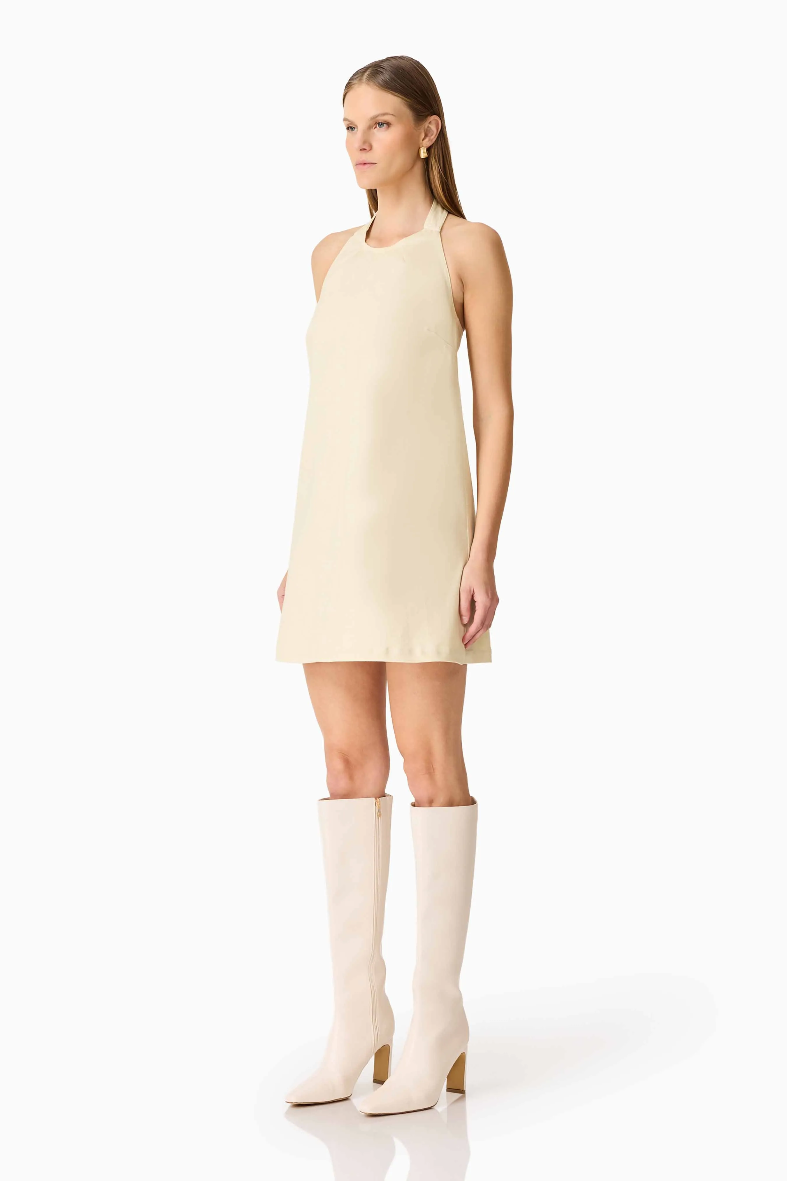 CURAAE Lavelle Halter Mini Dress in Lemon Yellow sold by Elliatt product image thumbnail 3