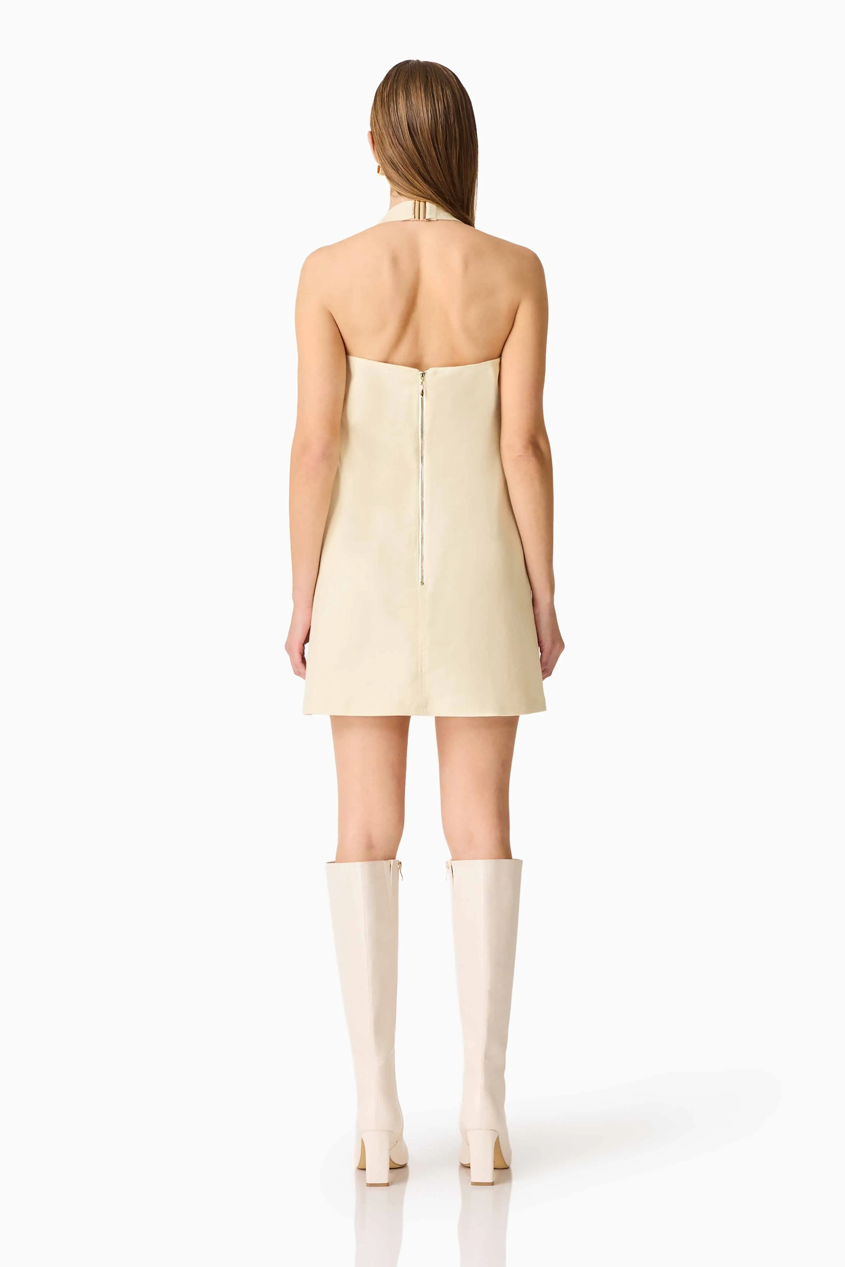 CURAAE Lavelle Halter Mini Dress in Lemon Yellow sold by Elliatt product image thumbnail 4