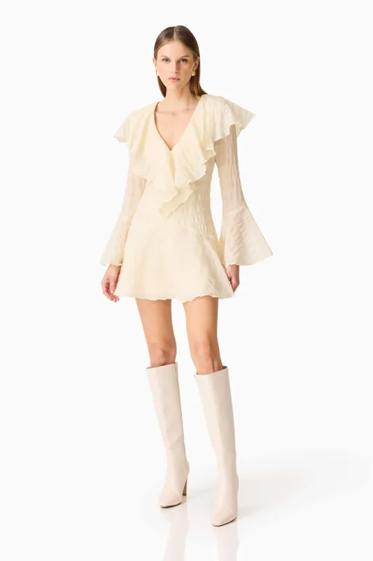 CURAAE Maribelle Long Sleeve Mini Dress in Lemon Yellow made by Elliatt