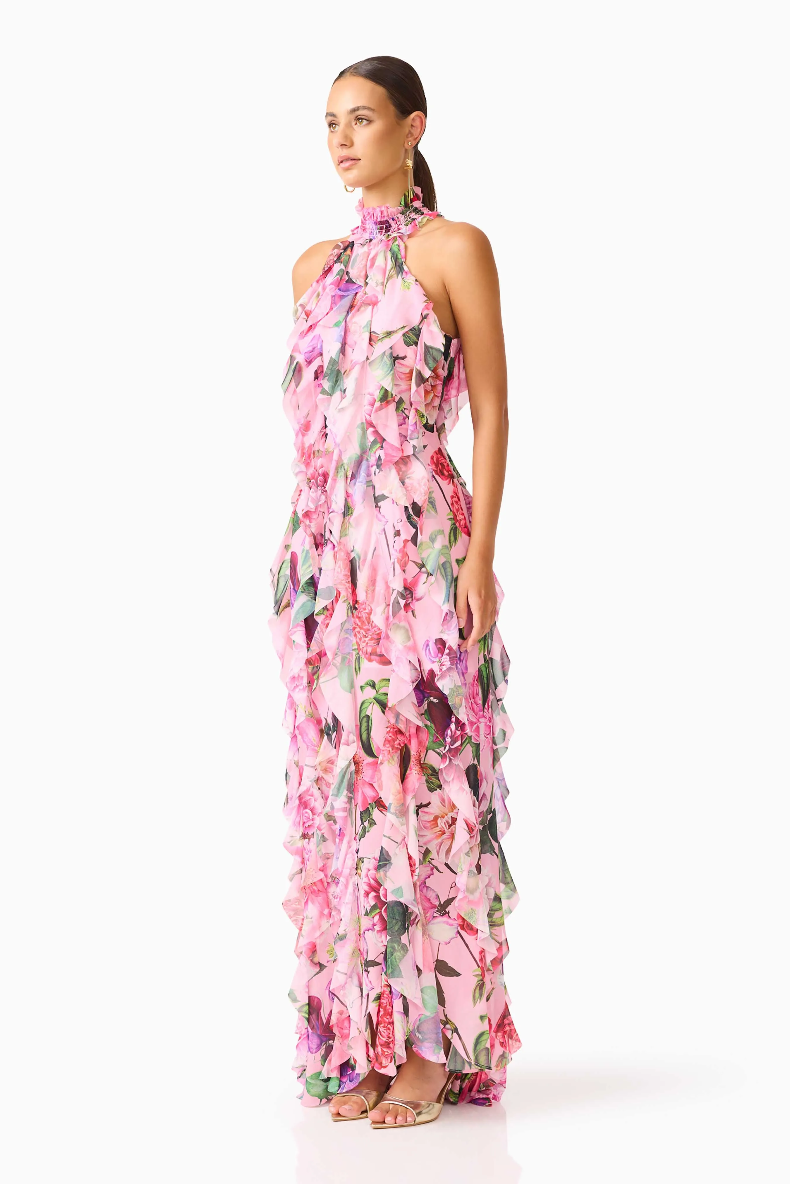 Solene Halter Gown in Pink Floral sold by Elliatt product image thumbnail 3