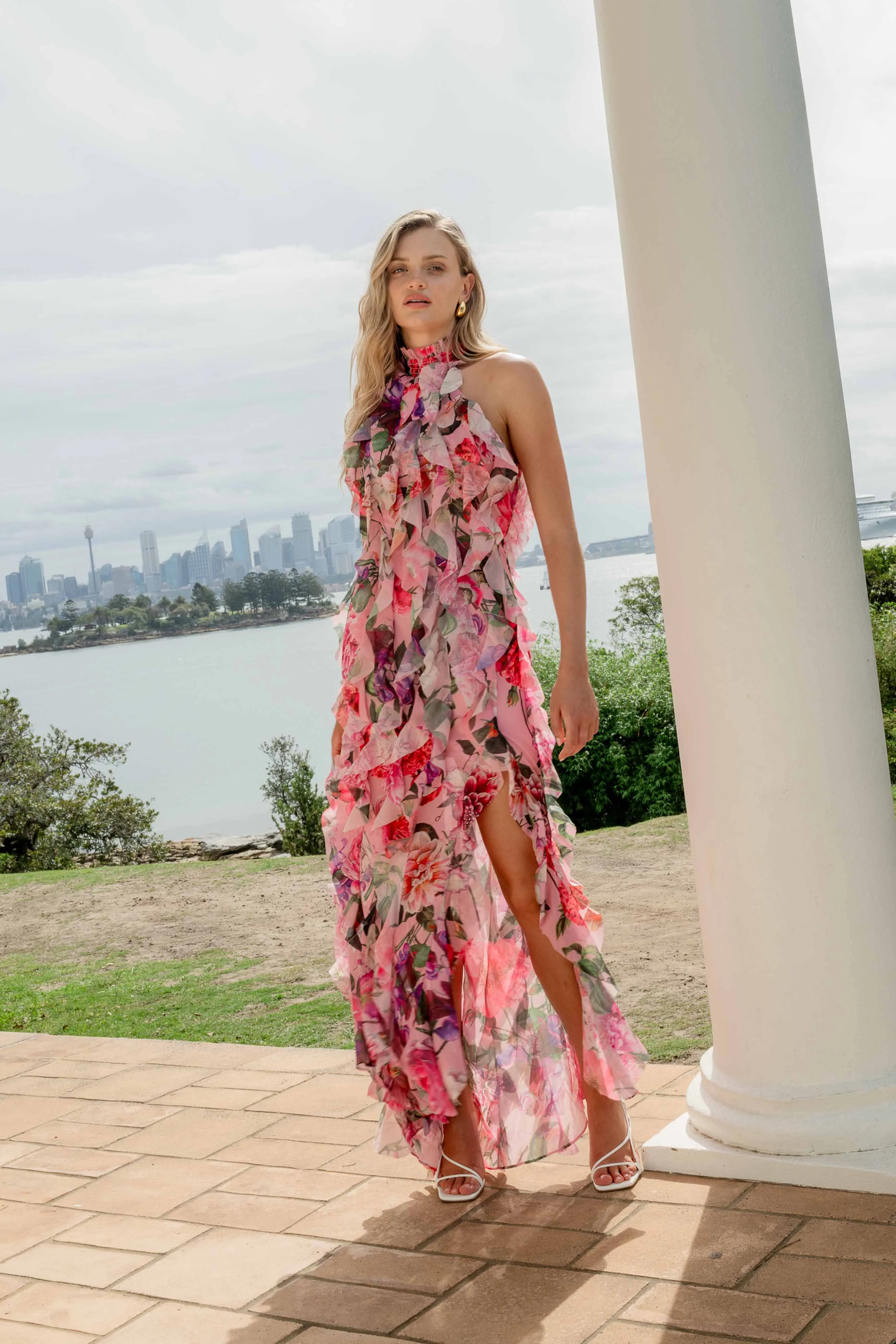 Solene Halter Gown in Pink Floral sold by Elliatt product image thumbnail 2