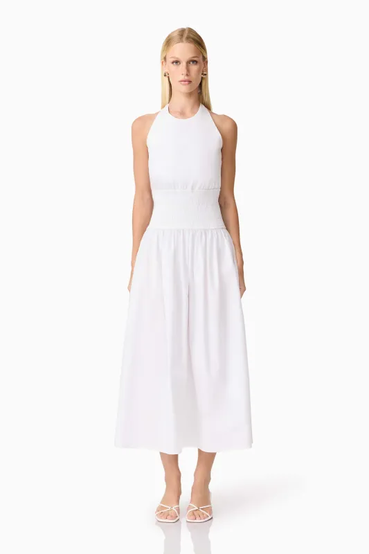 CURAAE Belle Halter Midi Dress in White sold by Elliatt