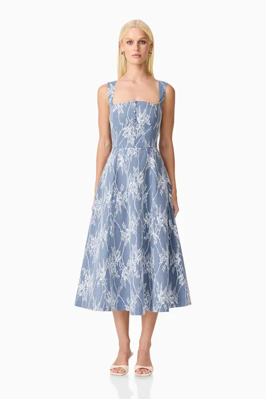 Safia Midi Dress in Blue made by Elliatt