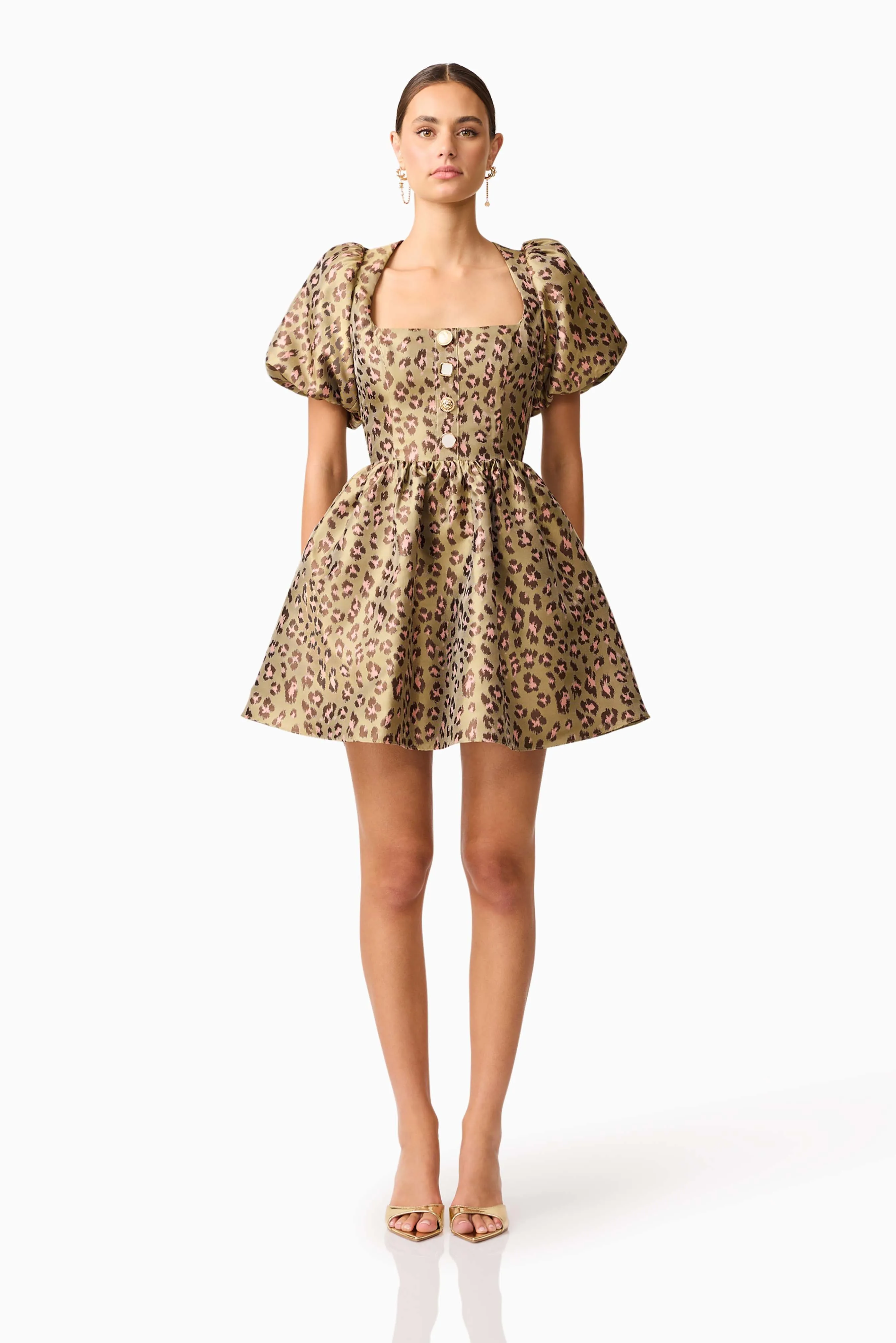 Elara Romper Mini Dress in Leopard Print sold by Elliatt