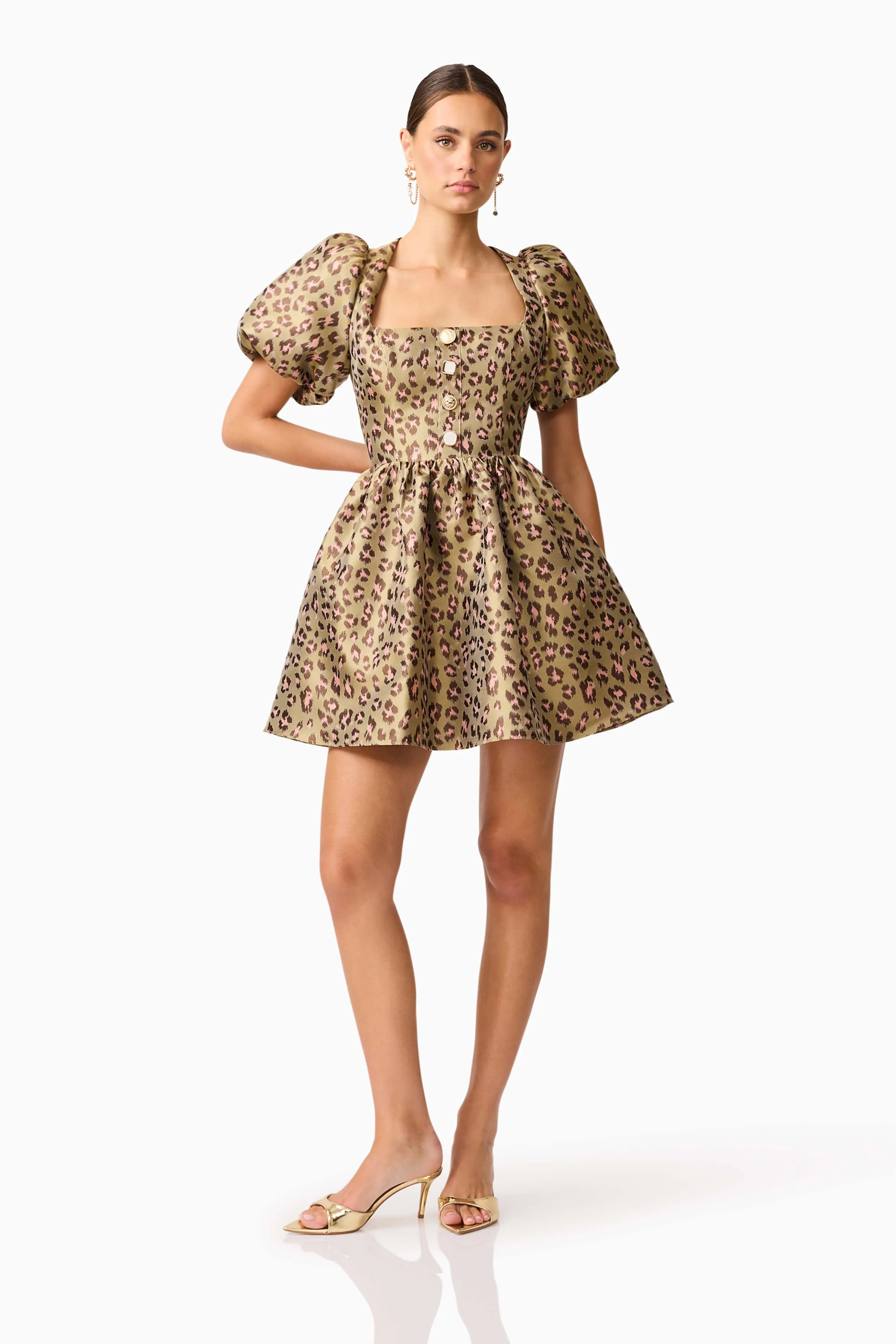 Elara Romper Mini Dress in Leopard Print sold by Elliatt product image thumbnail 3
