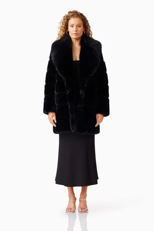 Keystone Faux Fur Coat in Black made by Elliatt