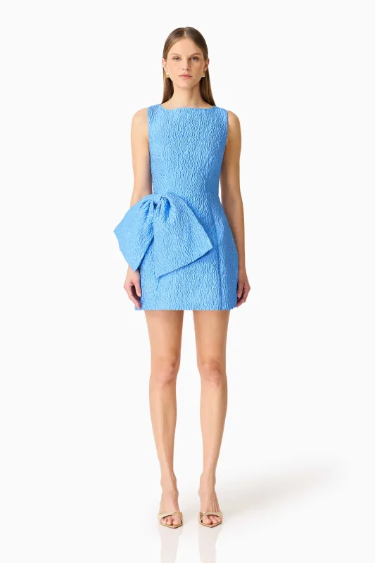 Briallen Jacquard Mini Dress in Blue made by Elliatt