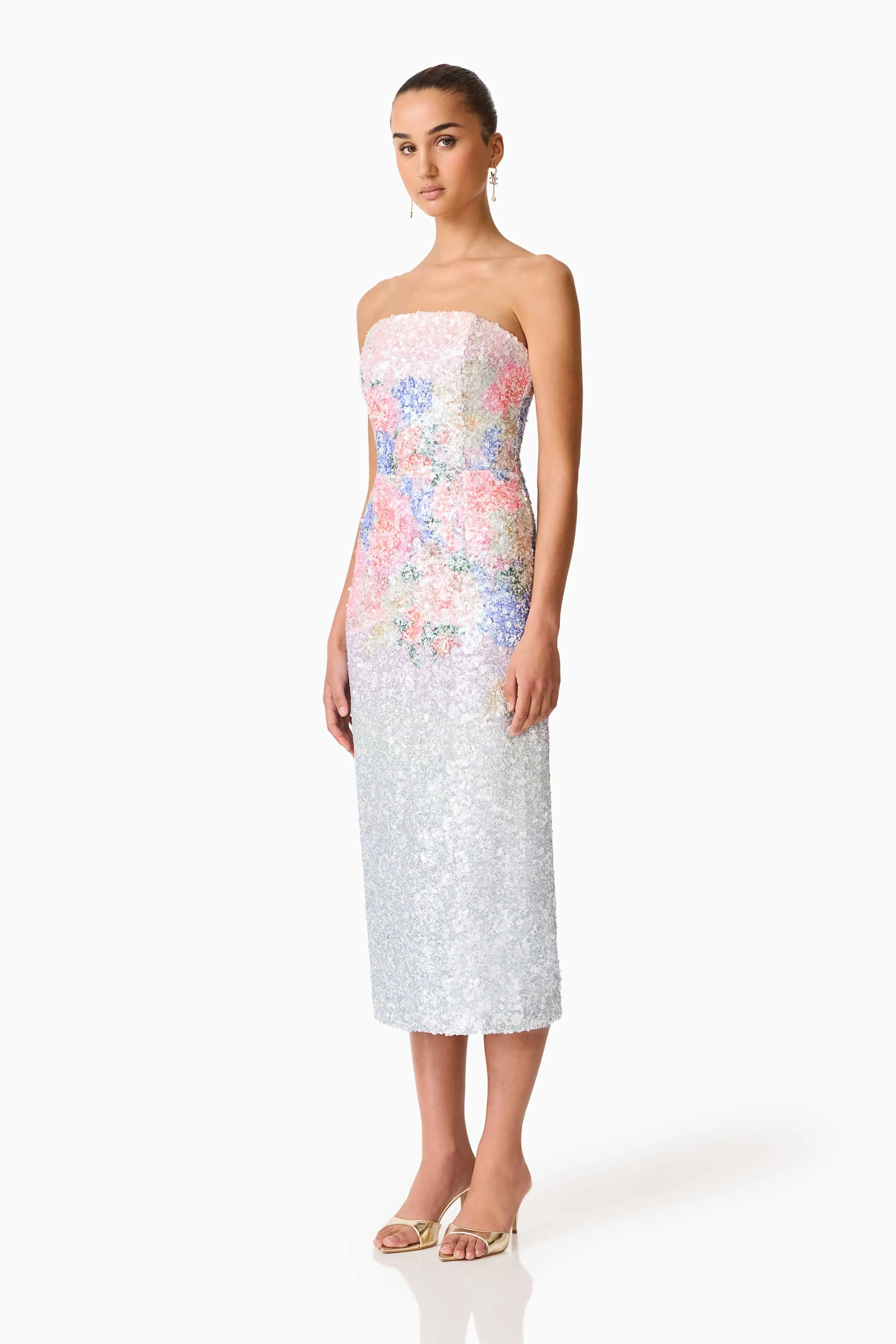 Lurea Strapless Midi Dress in Pink Floral sold by Elliatt product image thumbnail 3