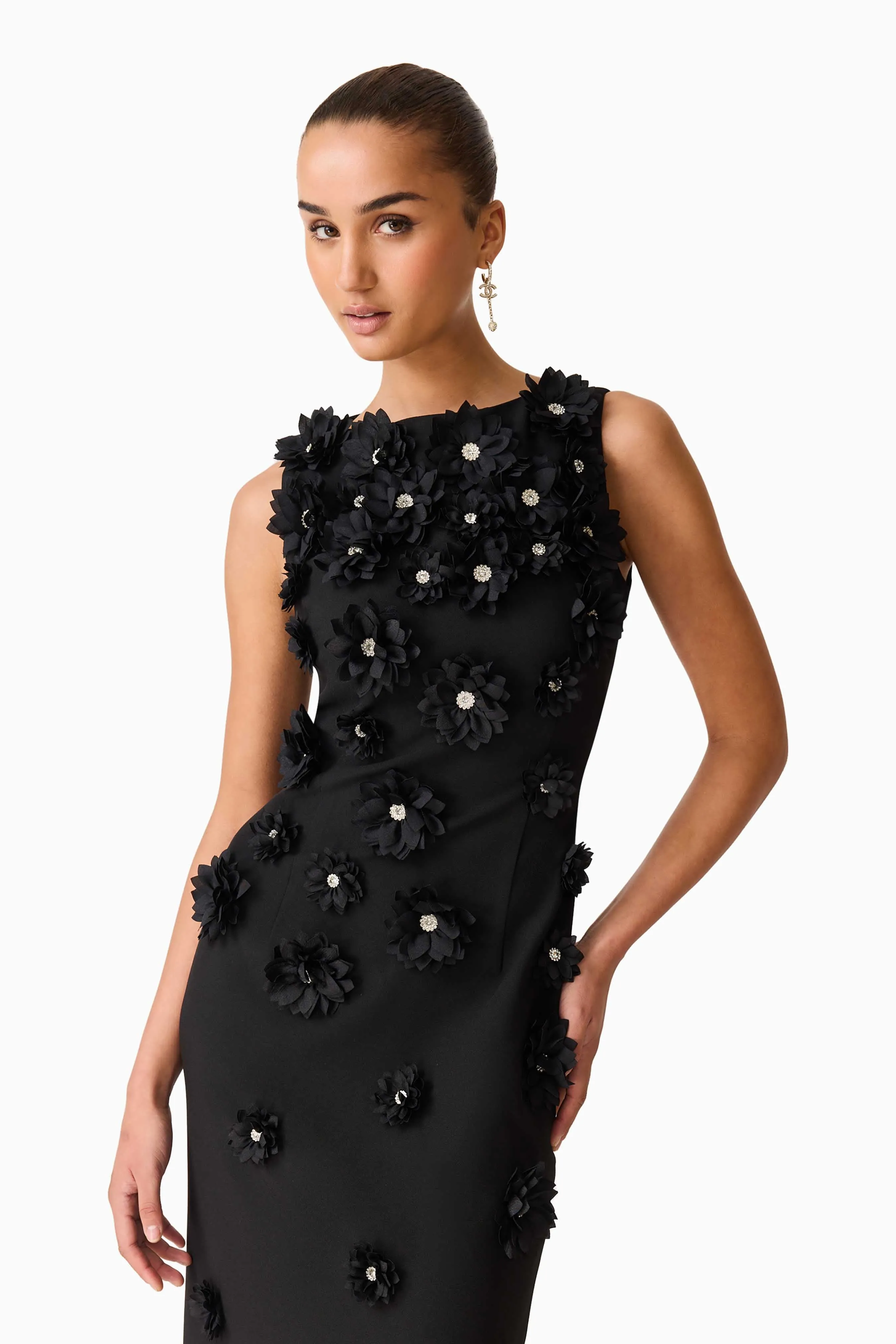 Dali Floral Applique Gown in Black sold by Elliatt product image thumbnail 2