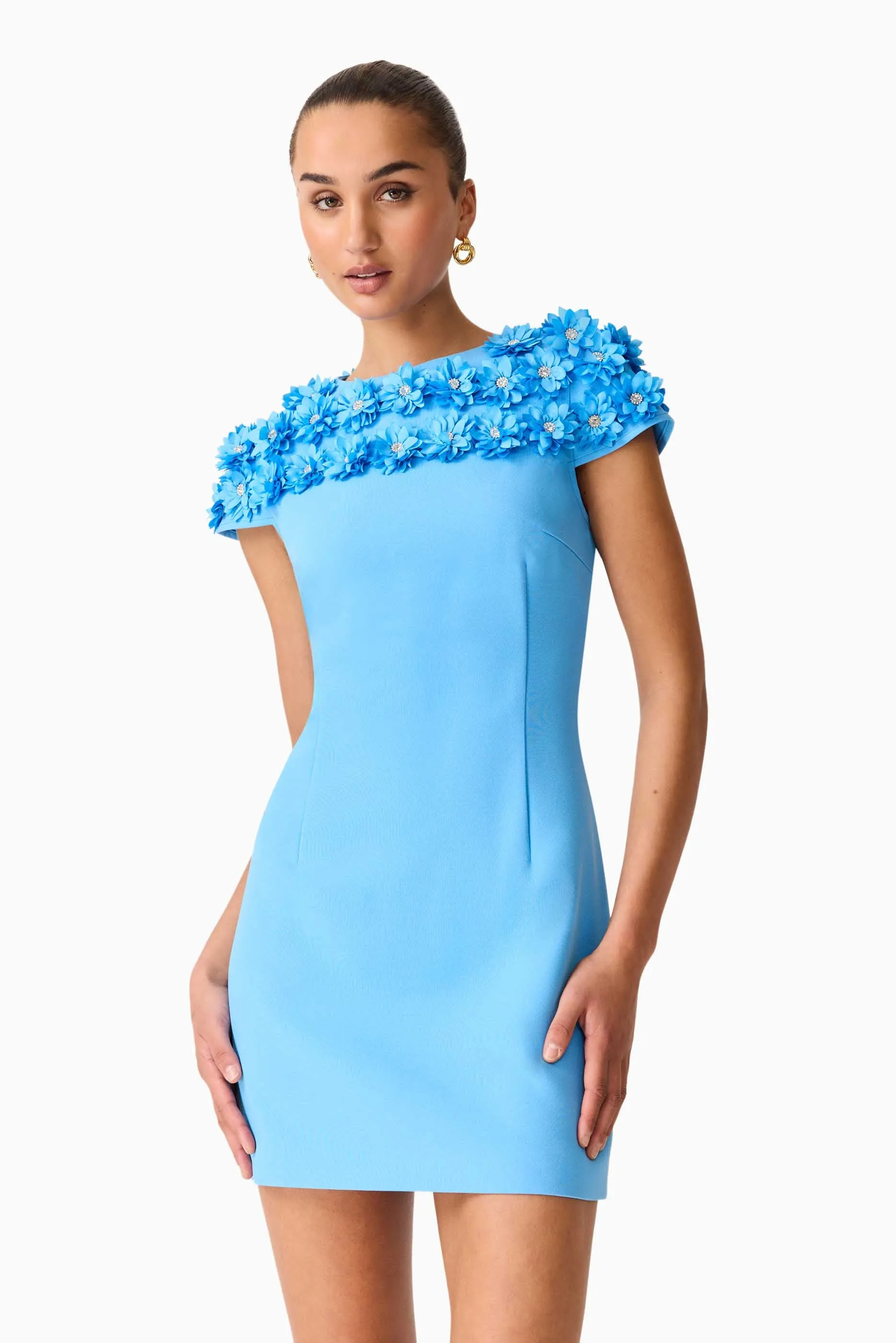 Dali Floral Applique Mini Dress in Blue sold by Elliatt product image thumbnail 3