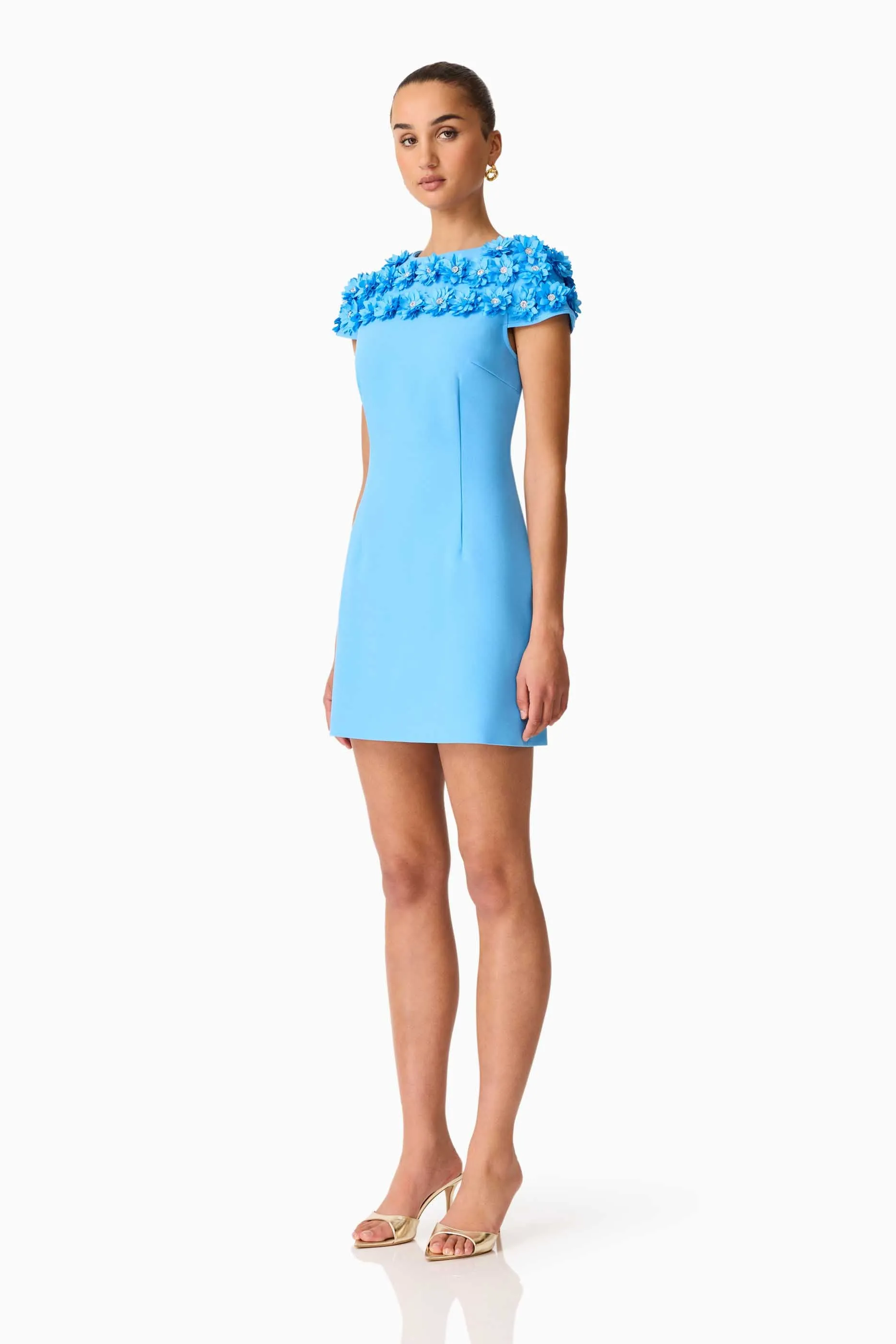 Dali Floral Applique Mini Dress in Blue sold by Elliatt product image thumbnail 4