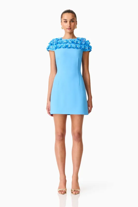 Dali Floral Applique Mini Dress in Blue sold by Elliatt