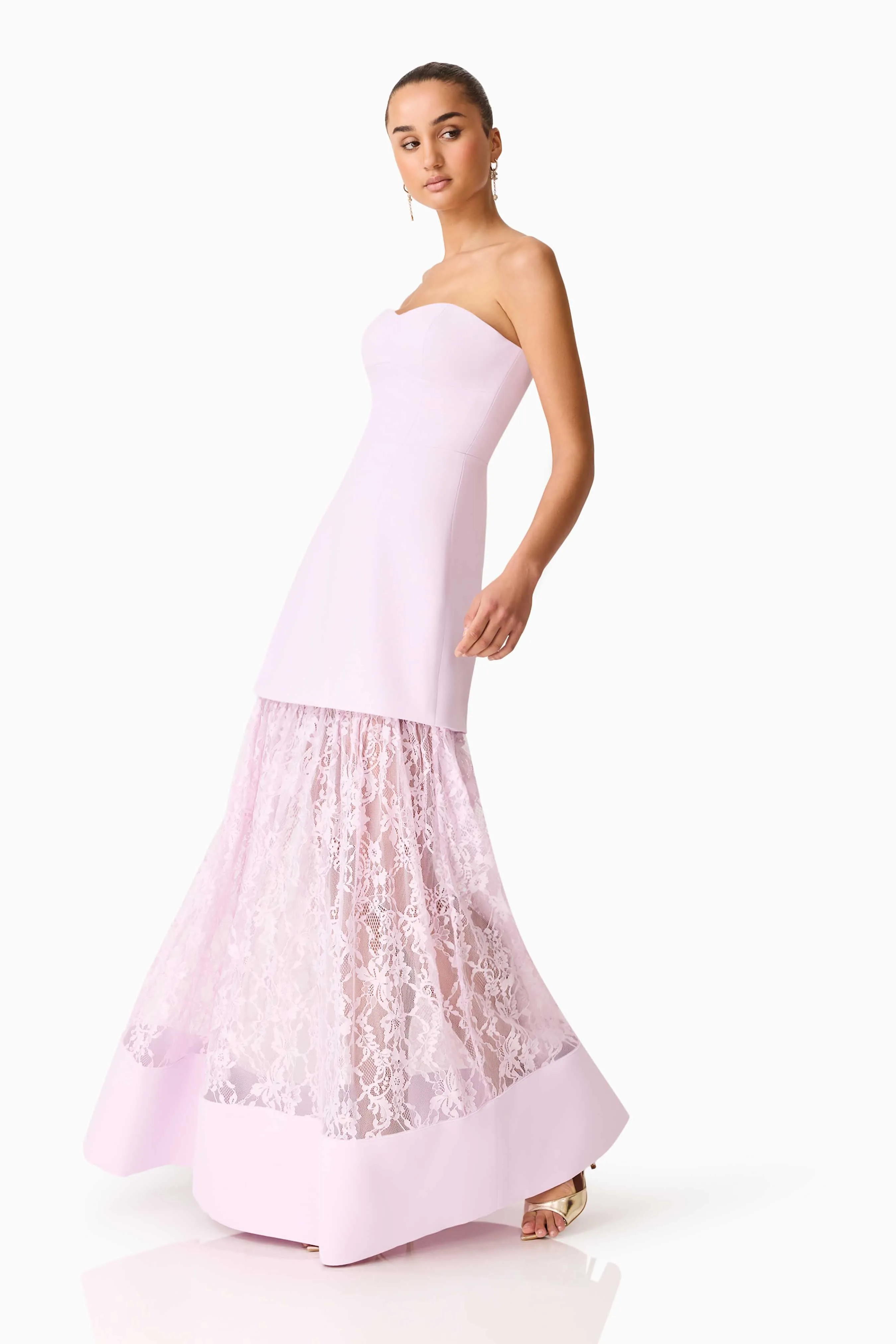 Saphine Strapless Lace Gown in Pink sold by Elliatt product image thumbnail 4