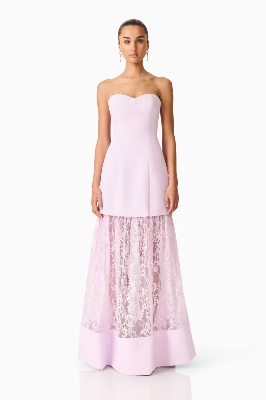 Saphine Strapless Lace Gown in Pink made by Elliatt