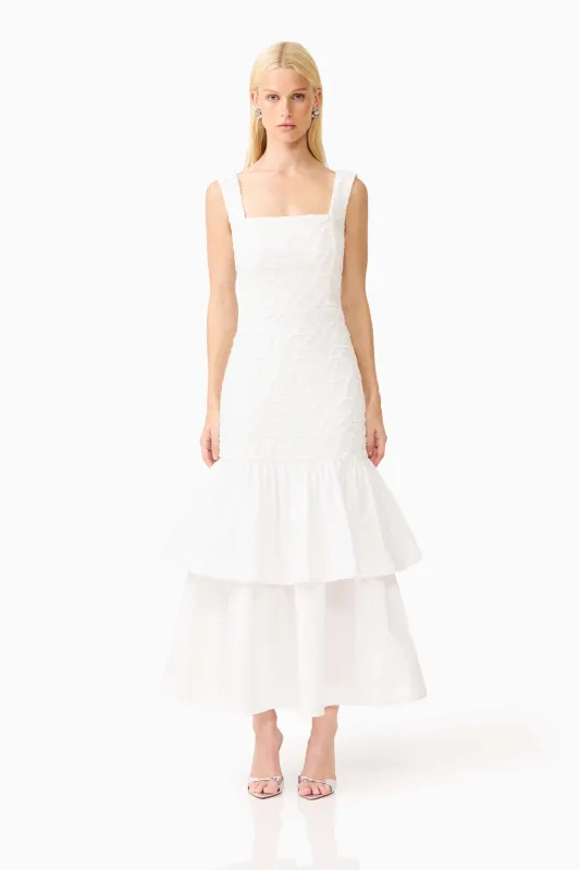 Alexandra Tiered Gown in White made by Elliatt