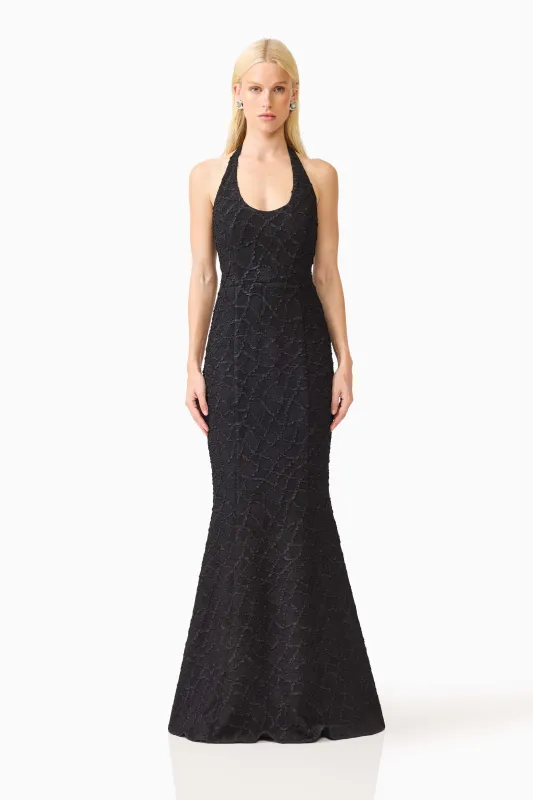 Alexandra Halter Gown Dress in Black made by Elliatt