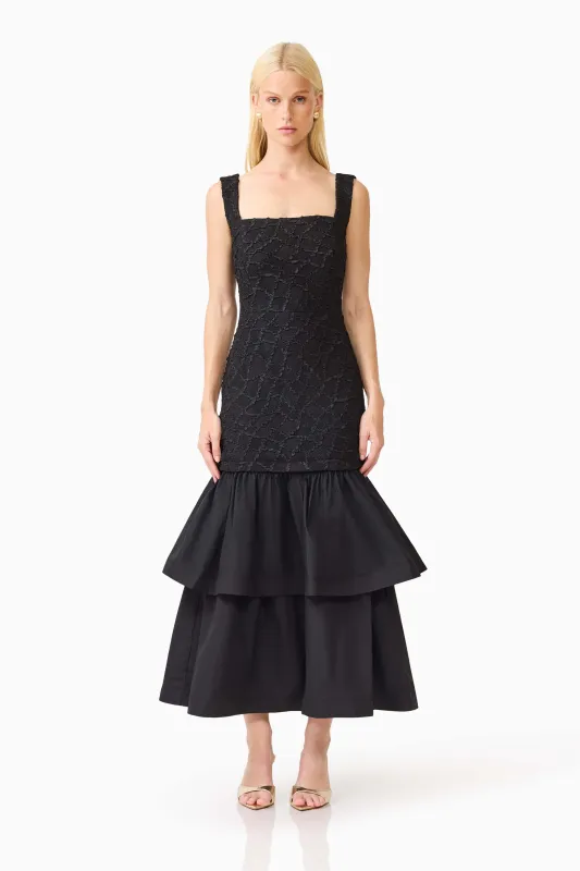 Alexandra Tiered Gown in Black made by Elliatt