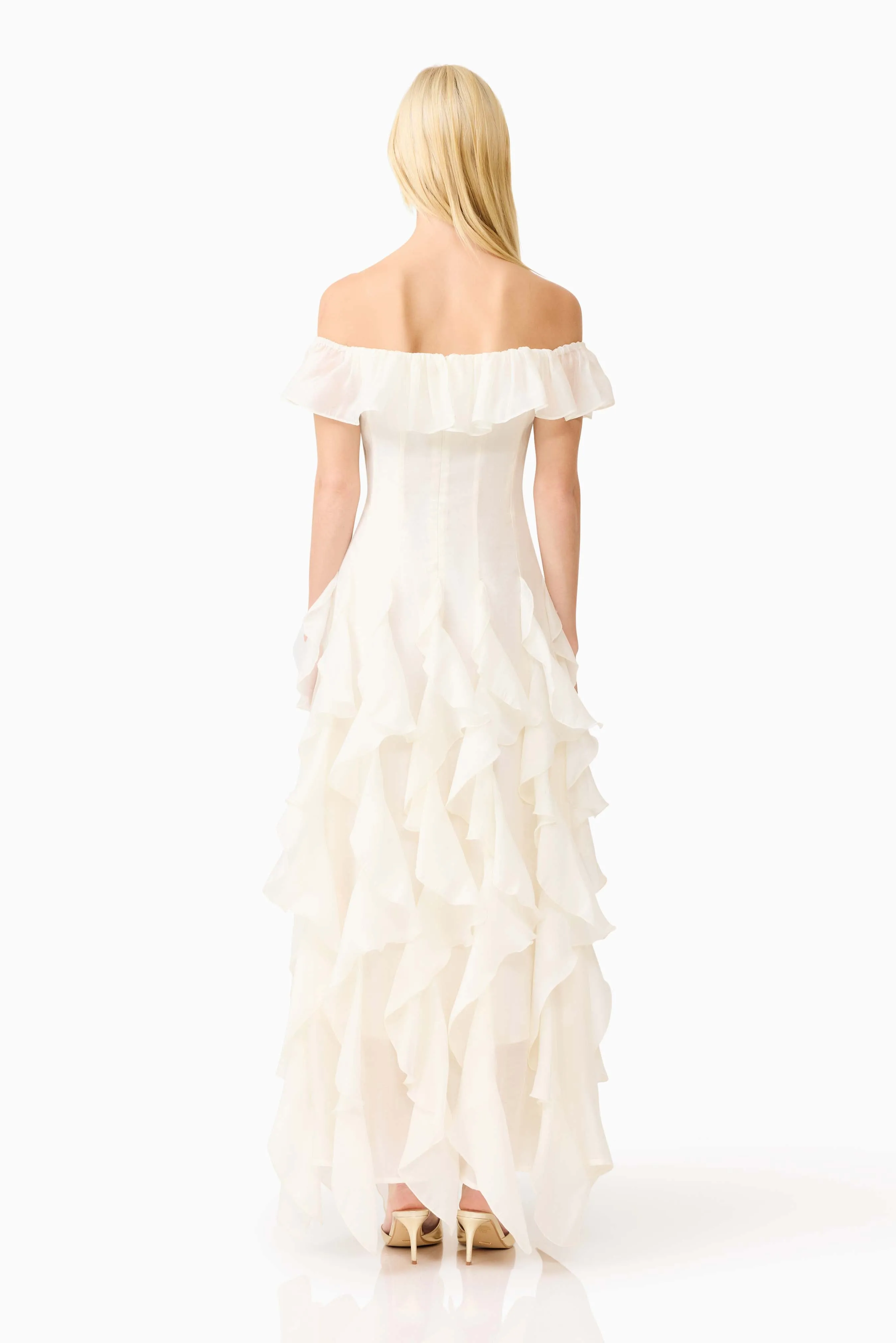Yvette Off Shoulder Gown in White sold by Elliatt product image thumbnail 5