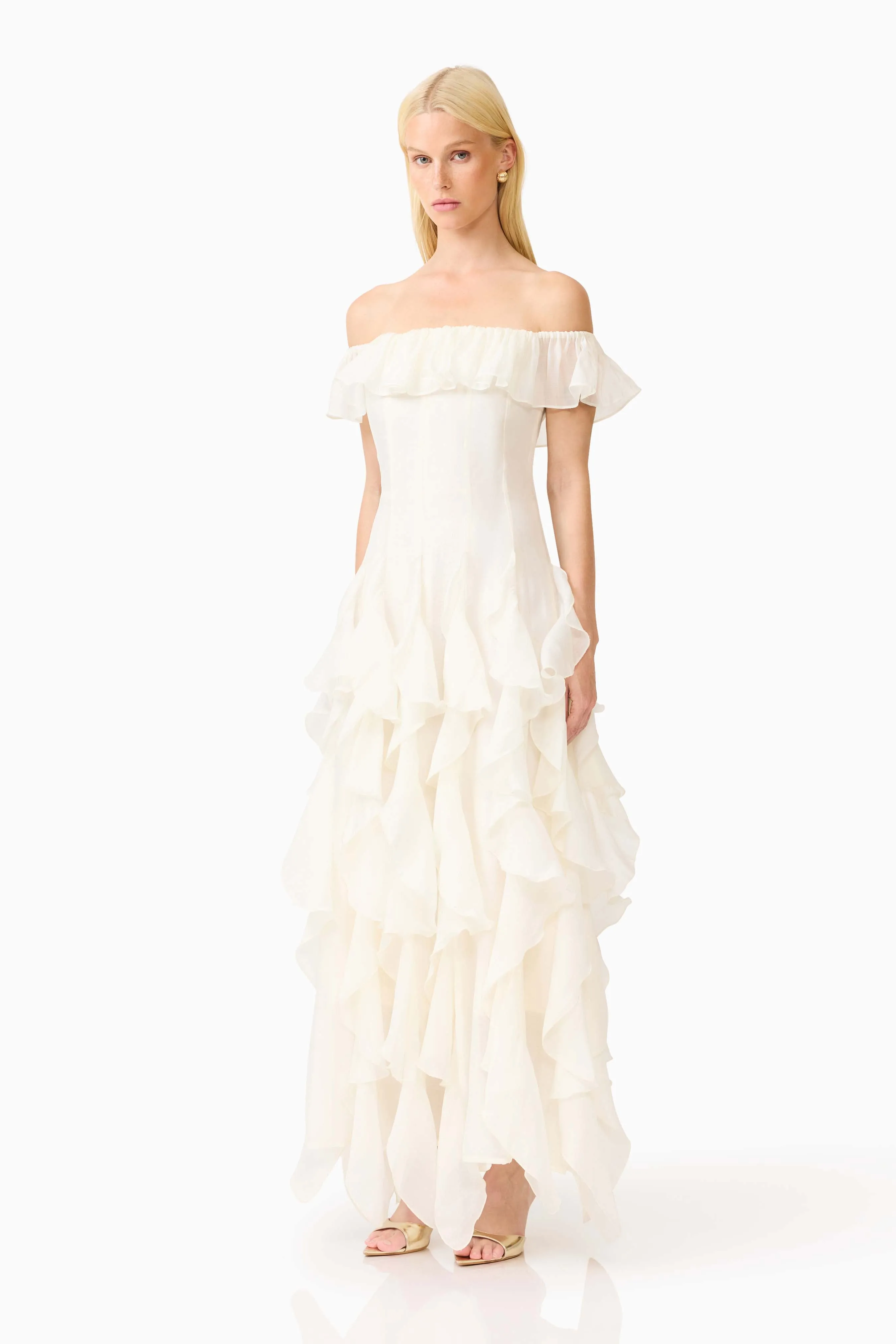 Yvette Off Shoulder Gown in White sold by Elliatt product image thumbnail 3